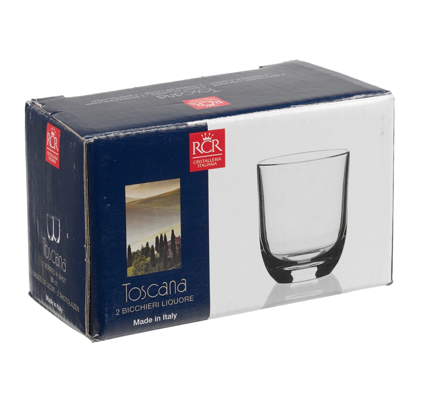 RCR Toscana Crystal Stemless Liqueur Shot Glasses 80ml Cups Italian