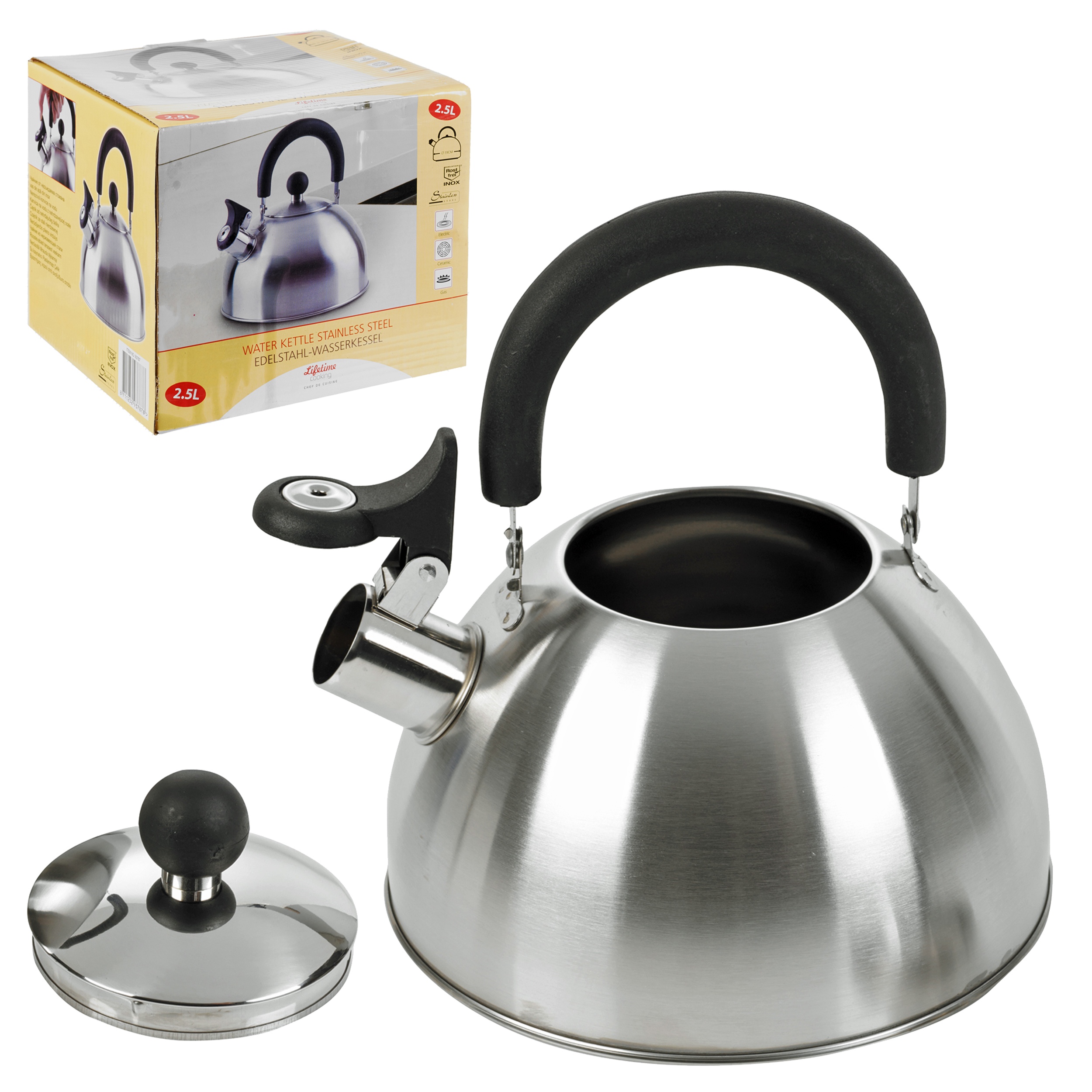 Retro Style Stainless Steel 2.5L Whistling Kettle Boiling Cooking