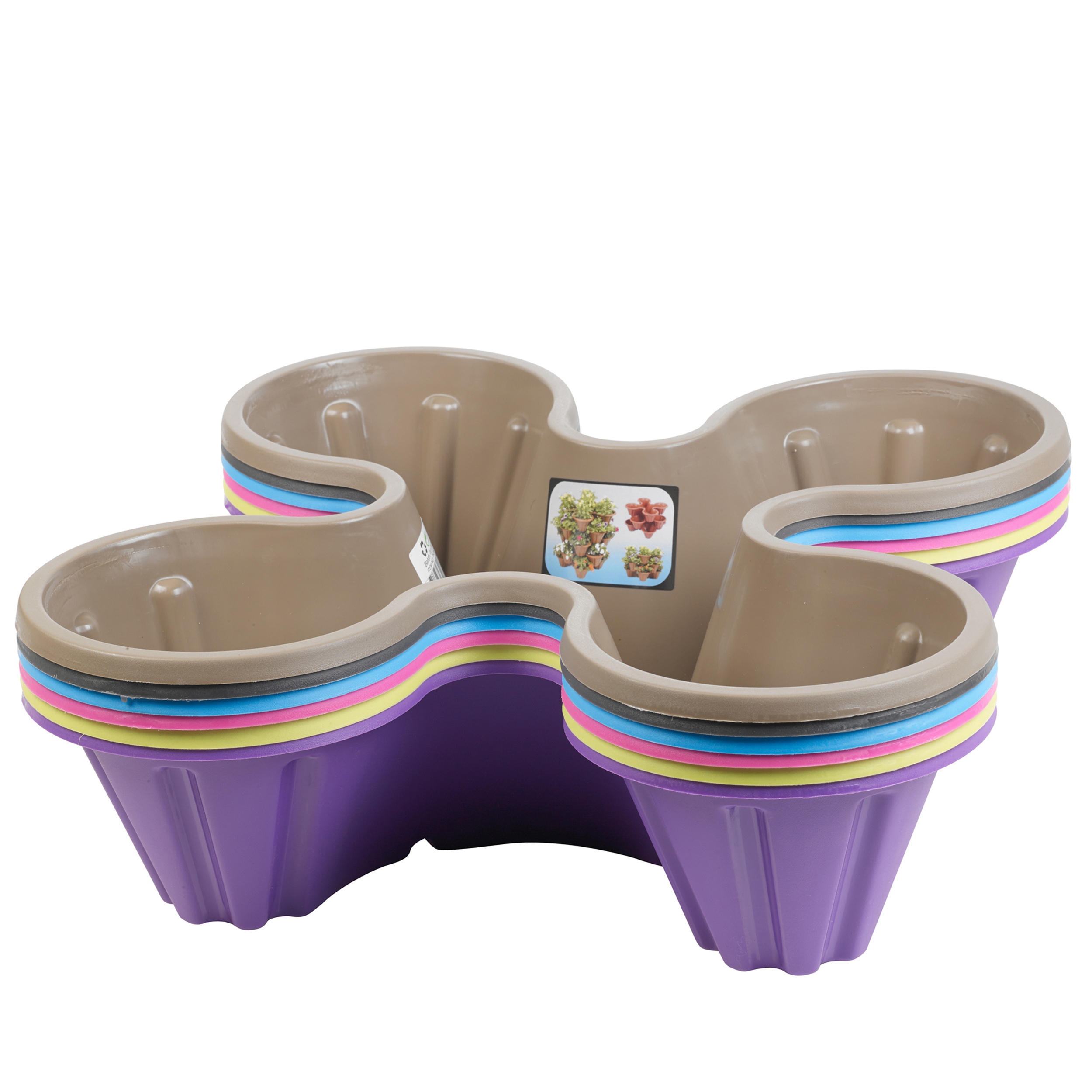 Stackable Plastic 4 Plants Flower Pots Pot Holder Strawberry Herb