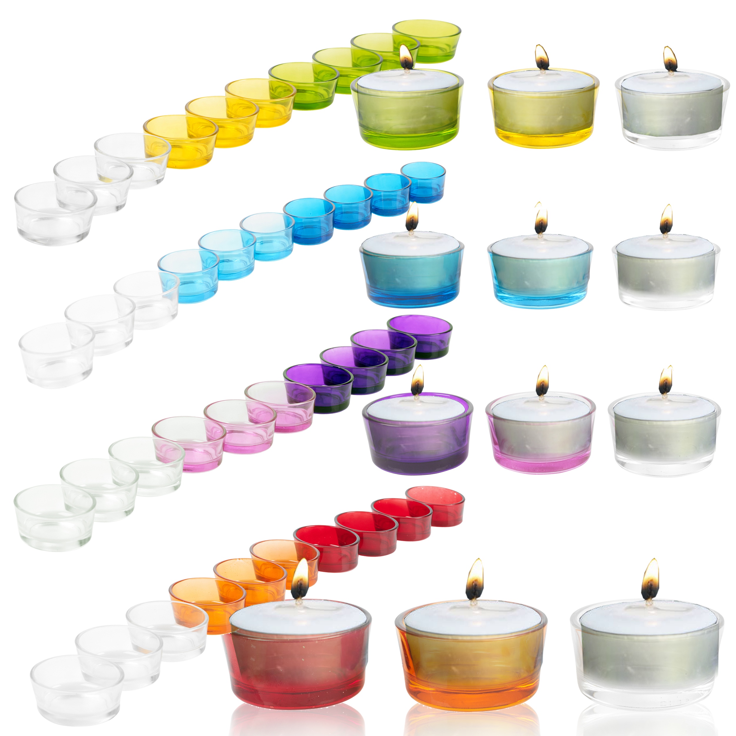 Set of 10 Coloured Glass Round Votive TLight Tealight Tea Light Candle