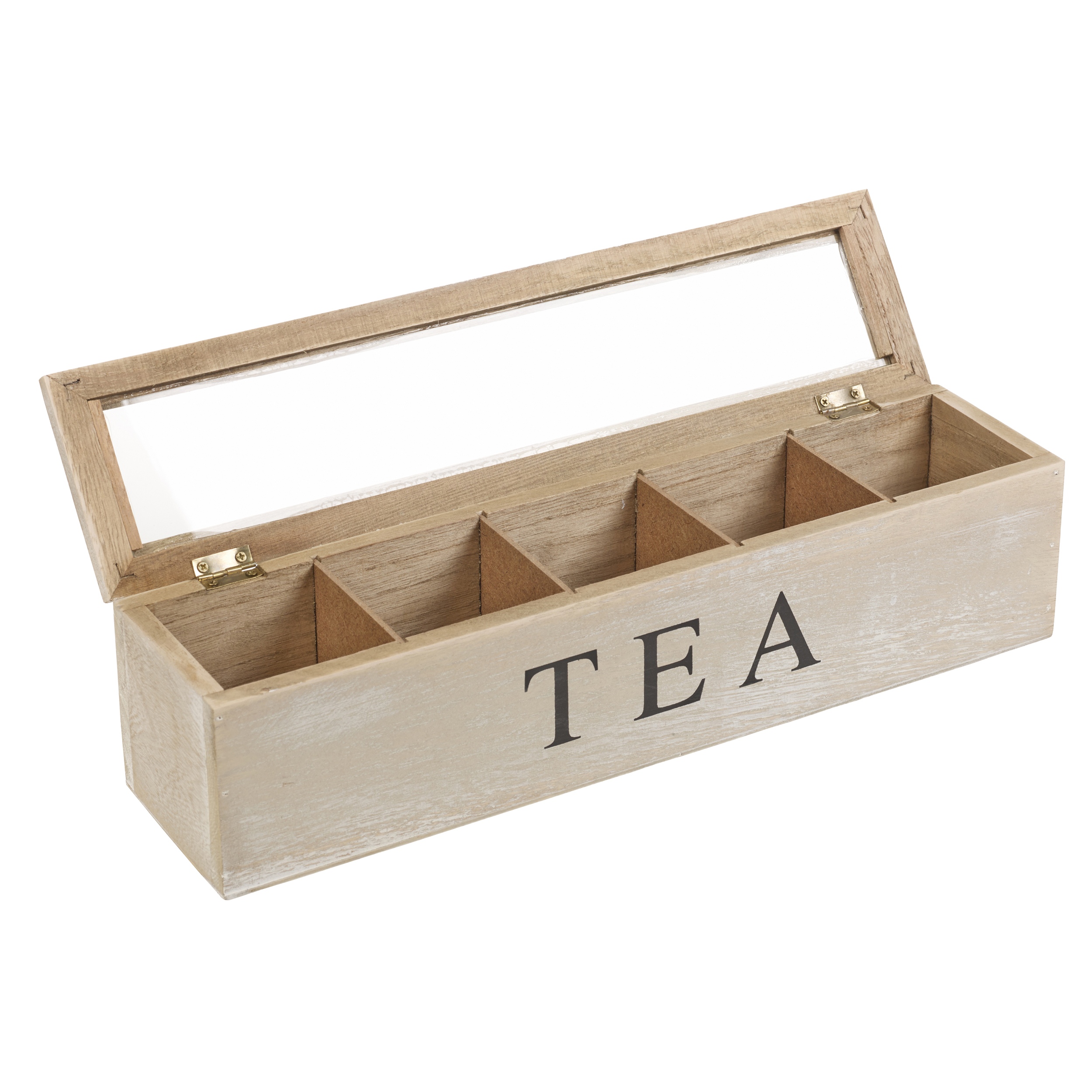 Distressed Wooden Tea Box 5 Sections Compartments Container Bag Chest