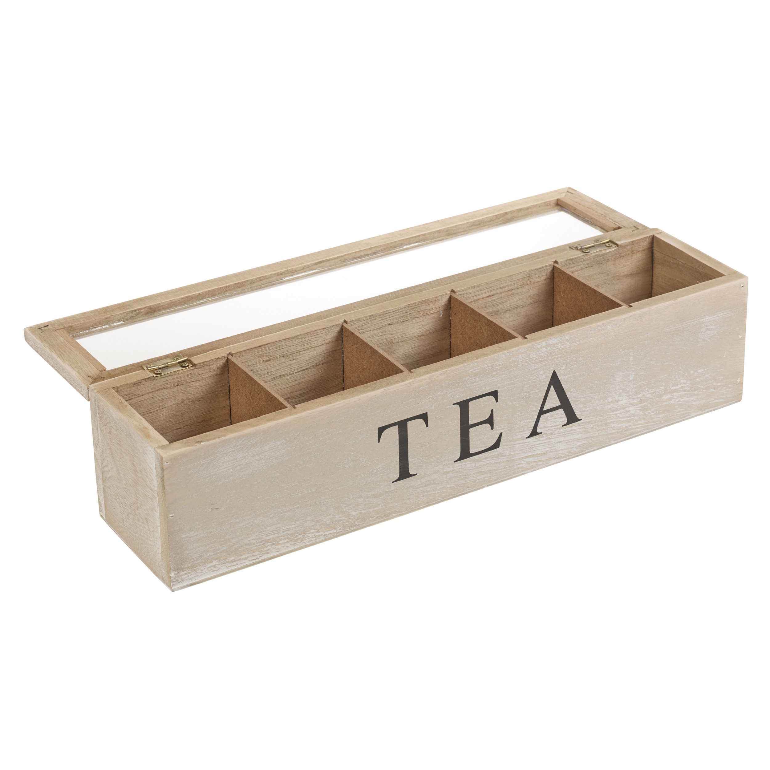Distressed Wooden Tea Box 5 Sections Compartments Container Bag Chest