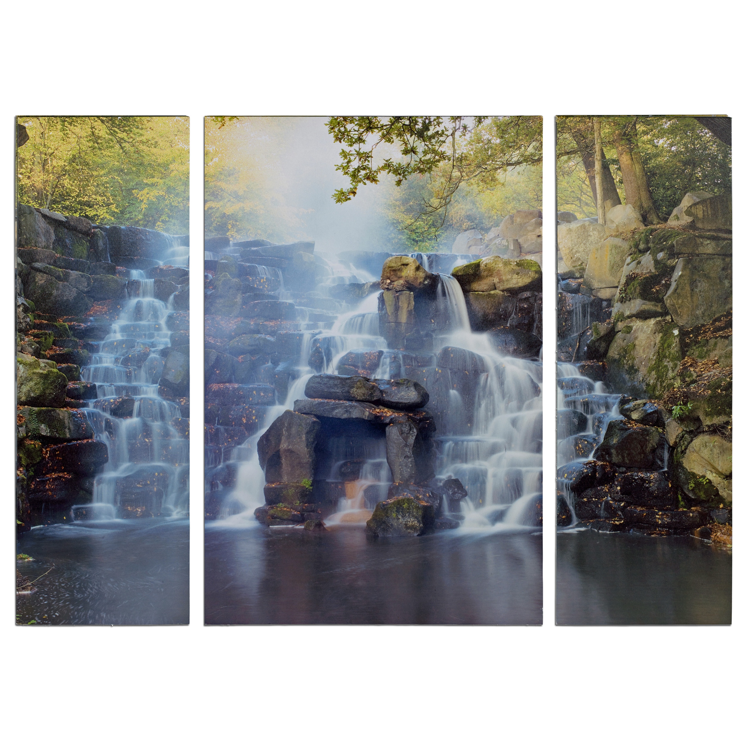 Set of 3 Triptych Canvas Wall Art Waterfall Scene Picture Home Deco