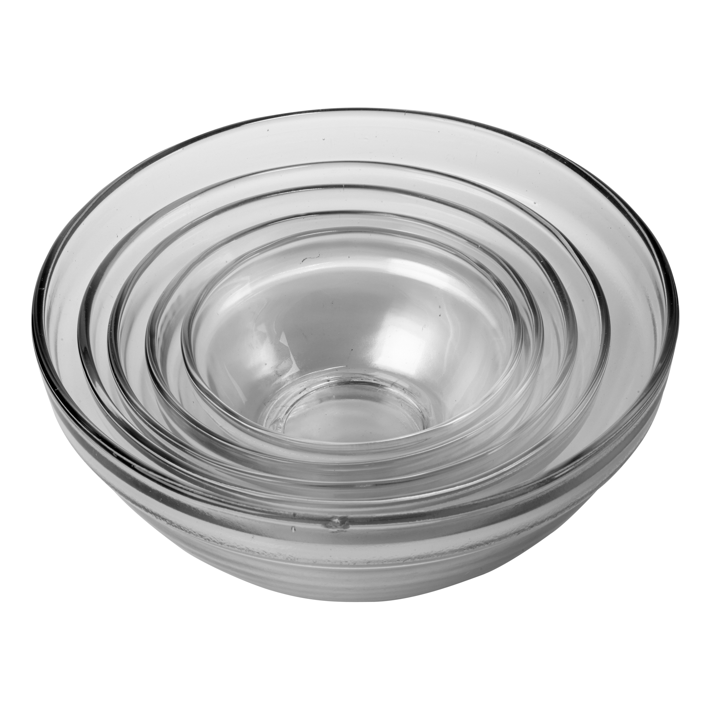 Set Of Five Glass Storage Serving Mixing Bowls Containers With Plastic