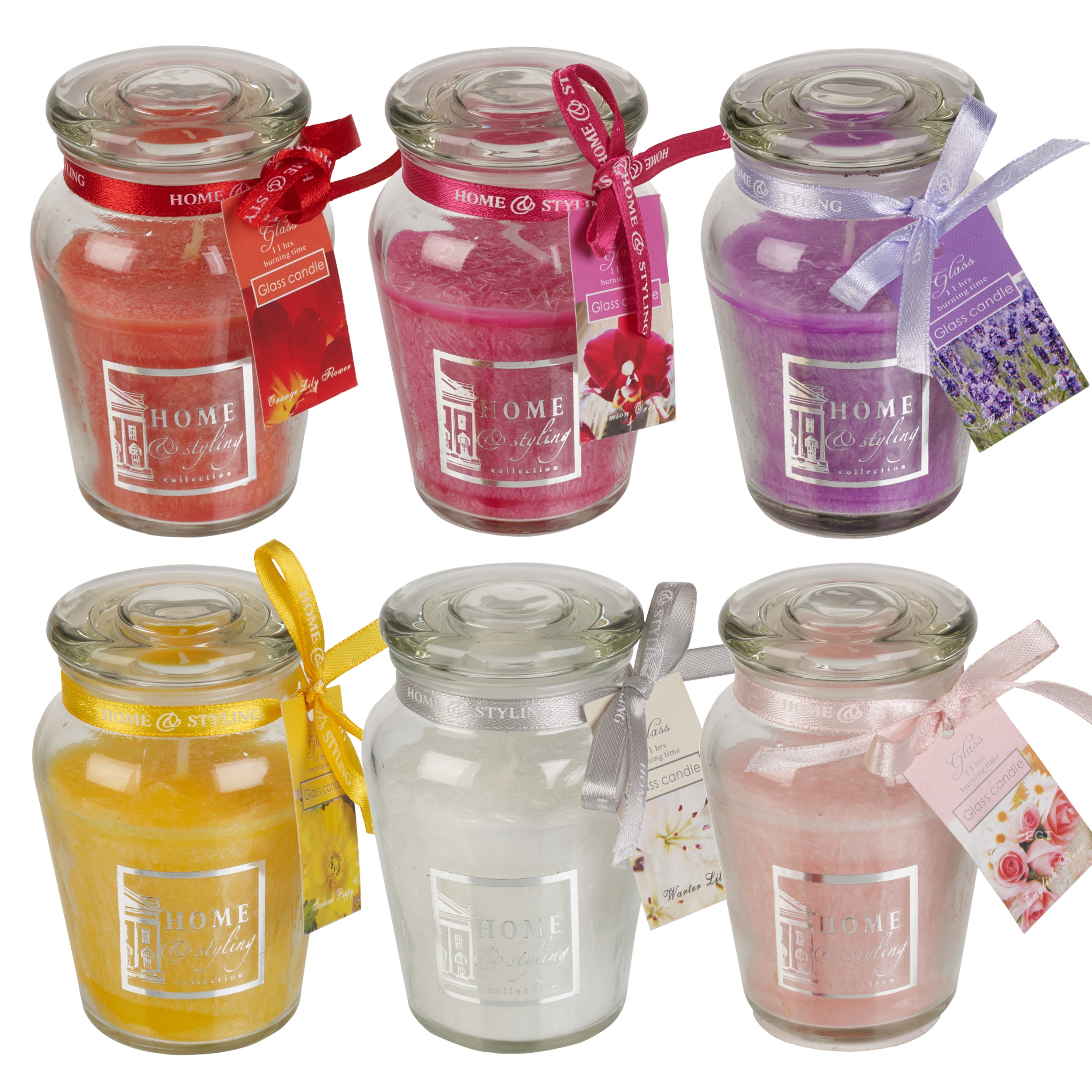 11 Hr Hour Scented Candle In Airtight Glass Jar With Lid Fragrances
