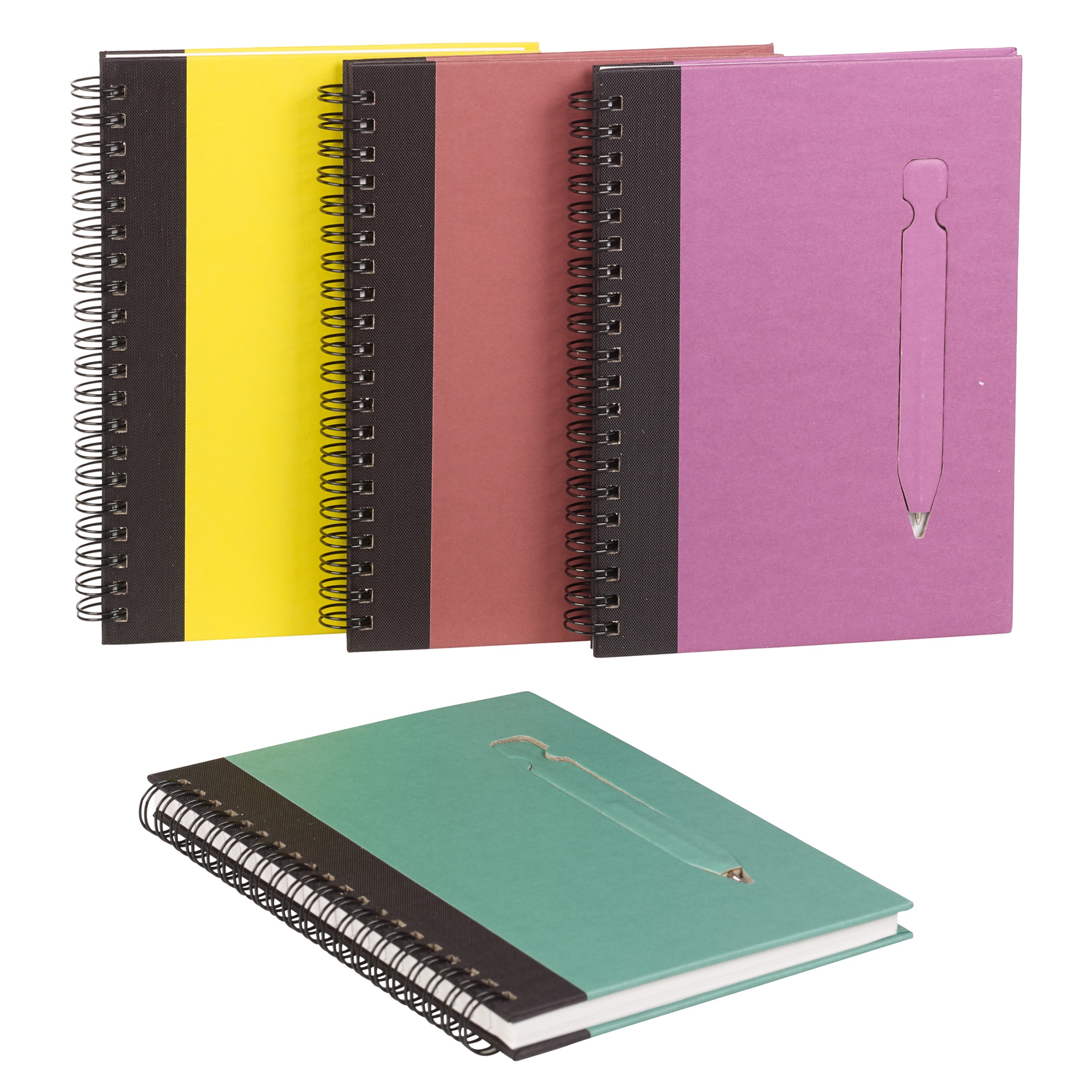 A5 Notebook Notepad Spiral Bound Hardback Ruled Lined Jotter Diary Pen