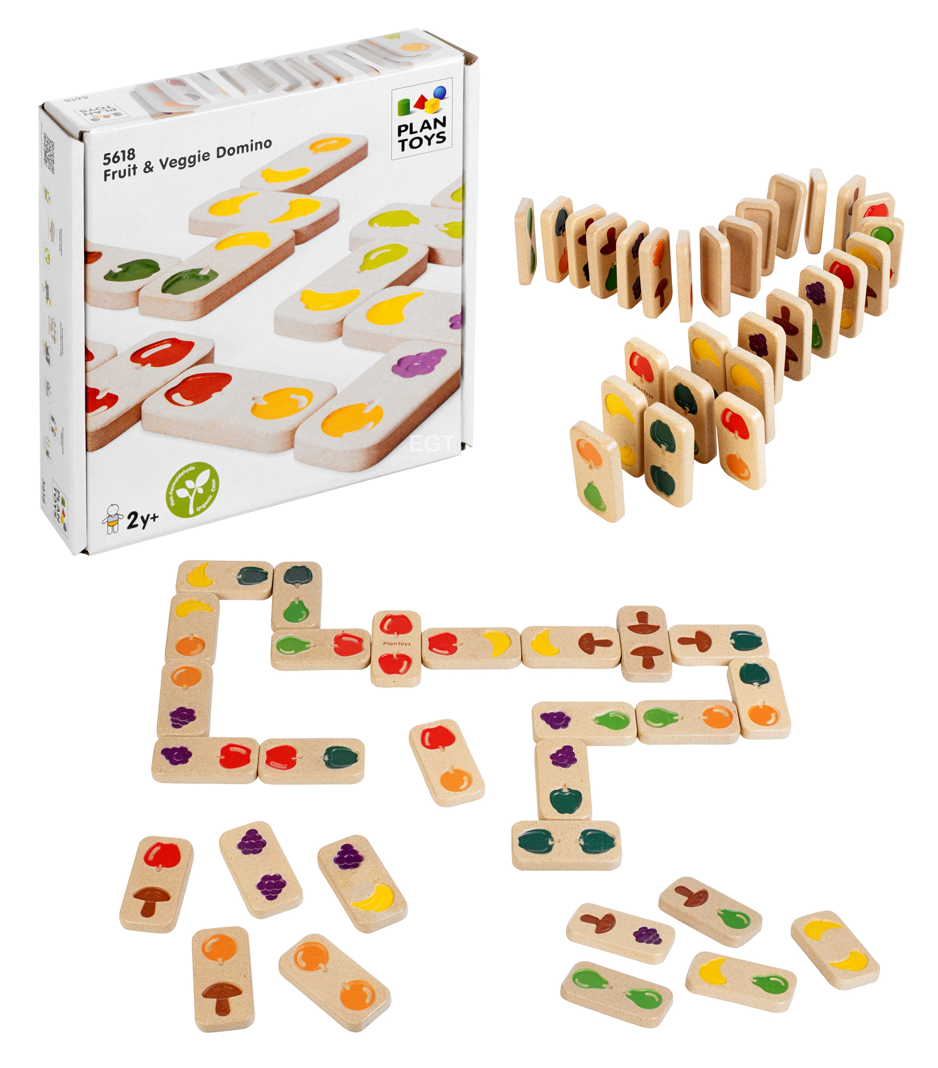... Wooden Fruit &amp; Veg Dominoes Game Play Wood Kids Gift Toy Educational