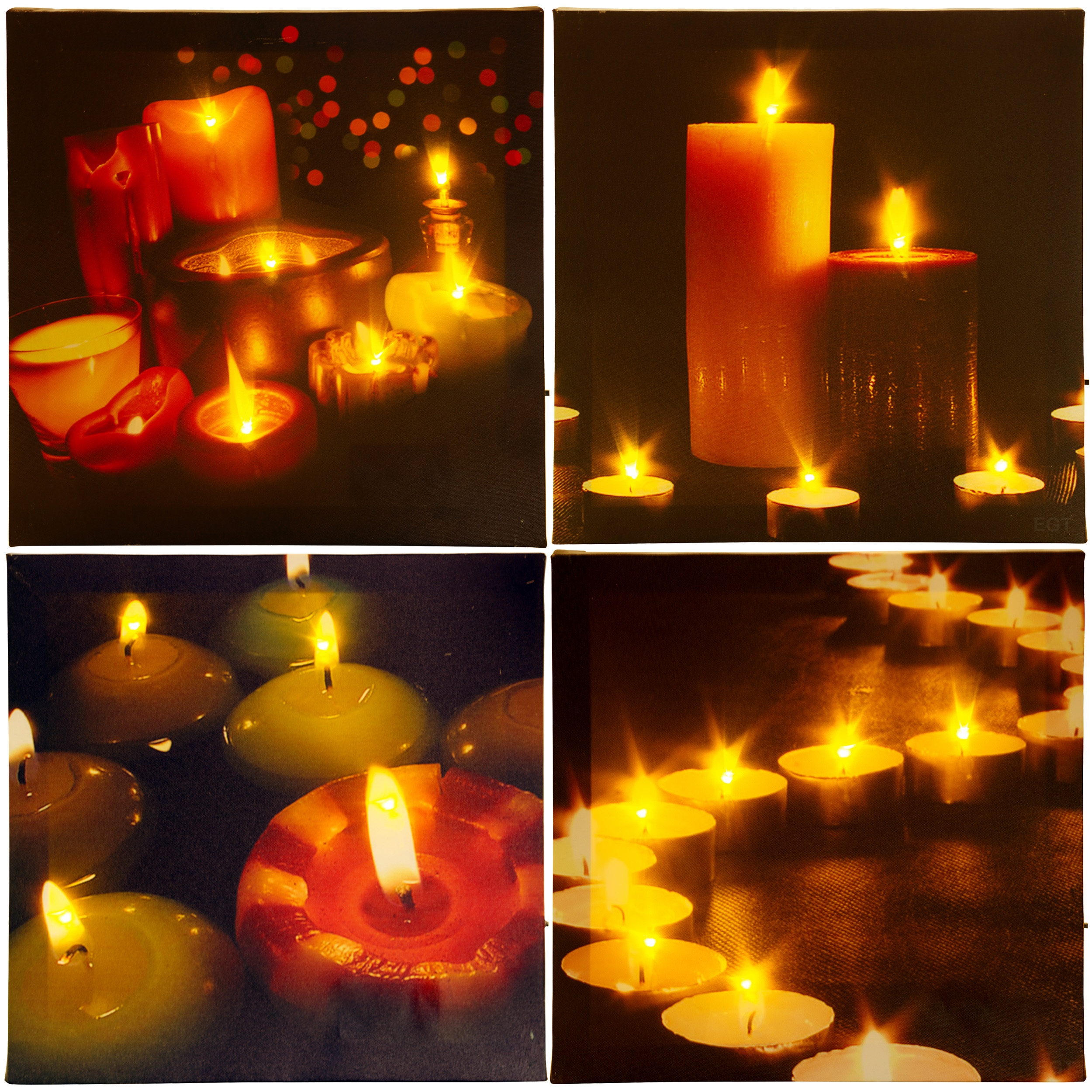 LED Light Flickering Candles Canvas Picture Flicker Wall Hanging Mounted Xmas eBay