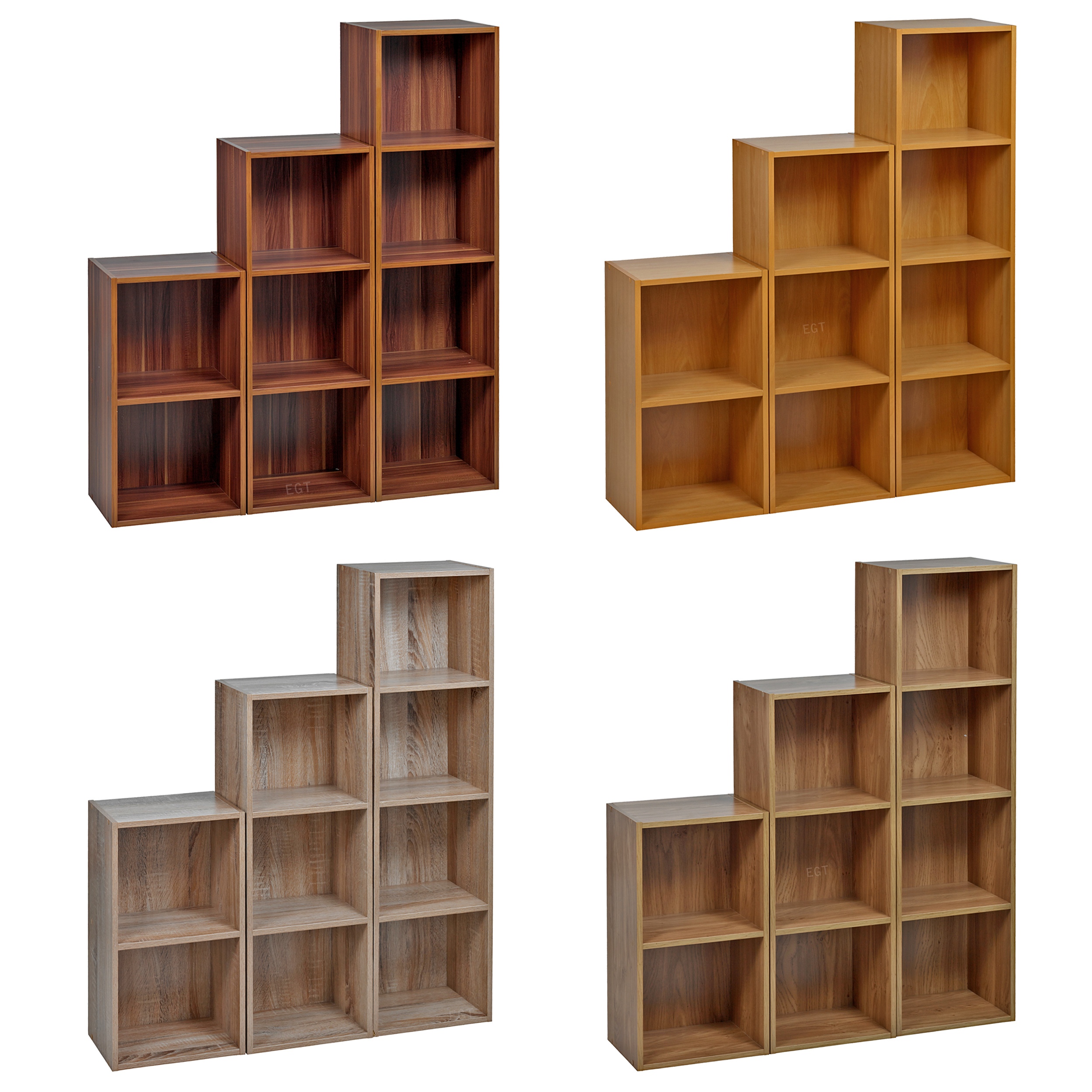 Tier Wooden Bookcase Shelving Display Storage Wood Shelf 