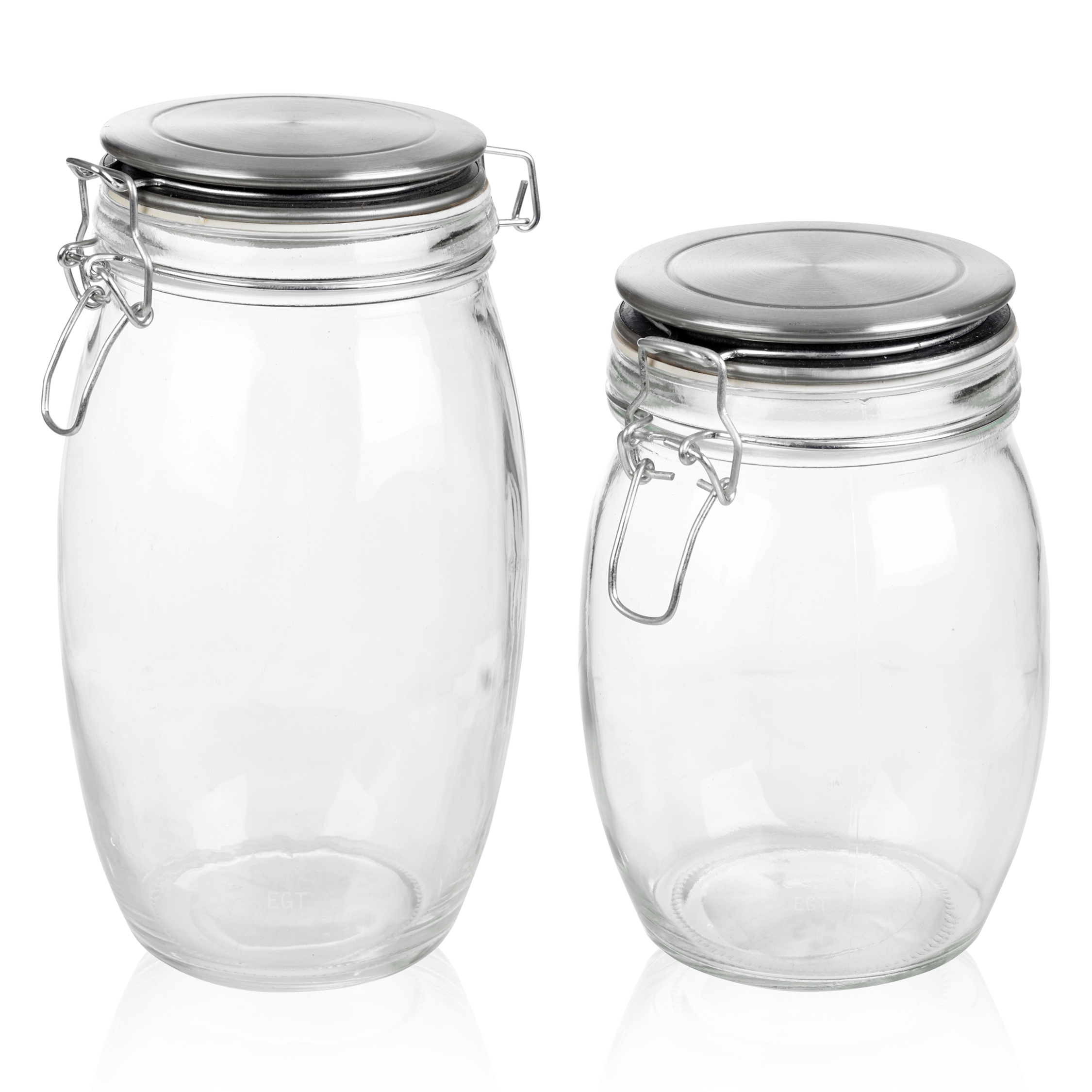 Glass Clamp Lid Kitchen Storage Jar Air Tight Seal Metal Rice Pasta