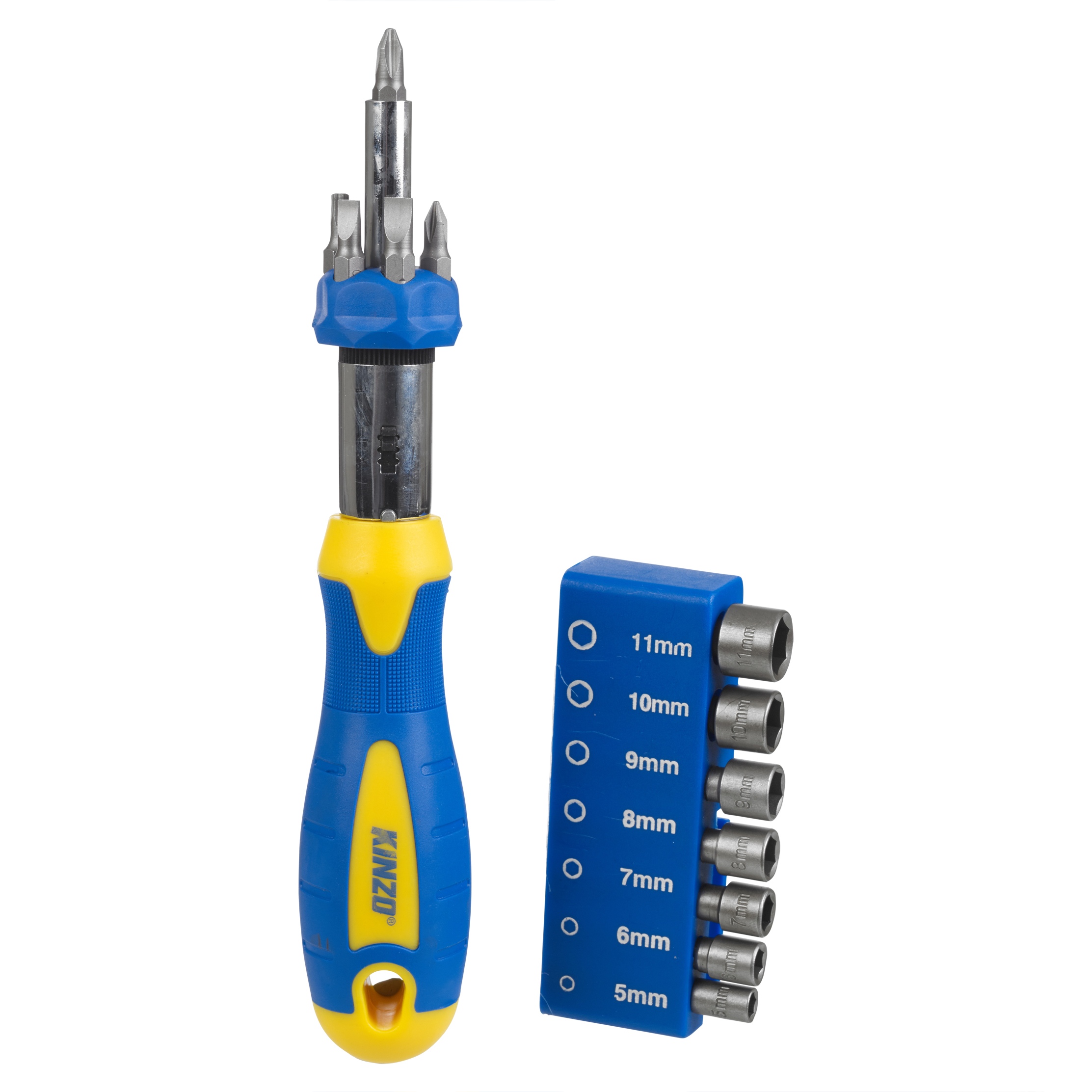 Kinzo 14pc Ratchet Screwdriver & Multi Bit Tool Set Ratcheting Handle