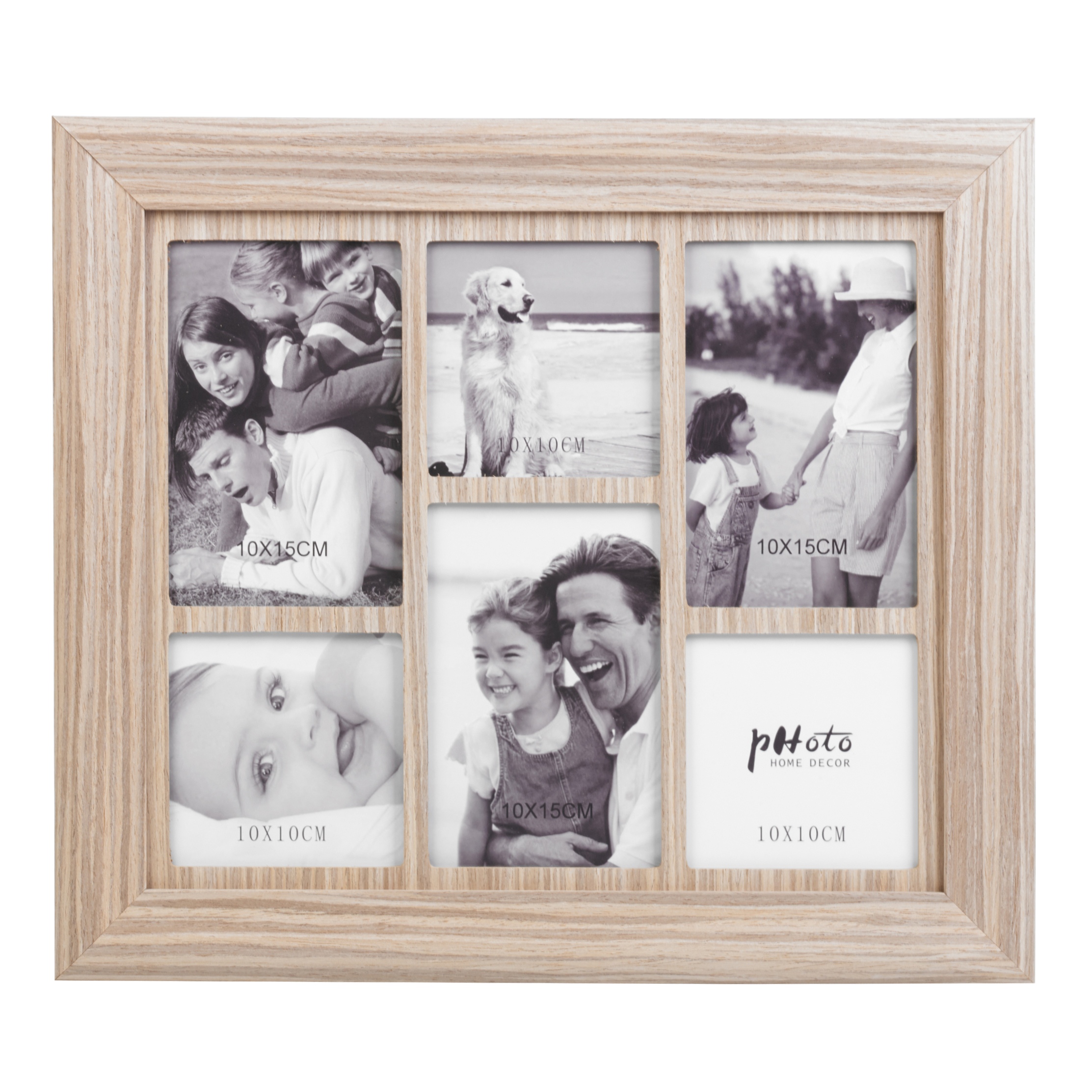 6 Photo Wooden Multi Picture Collage Decorative Aperture Wall Mounted