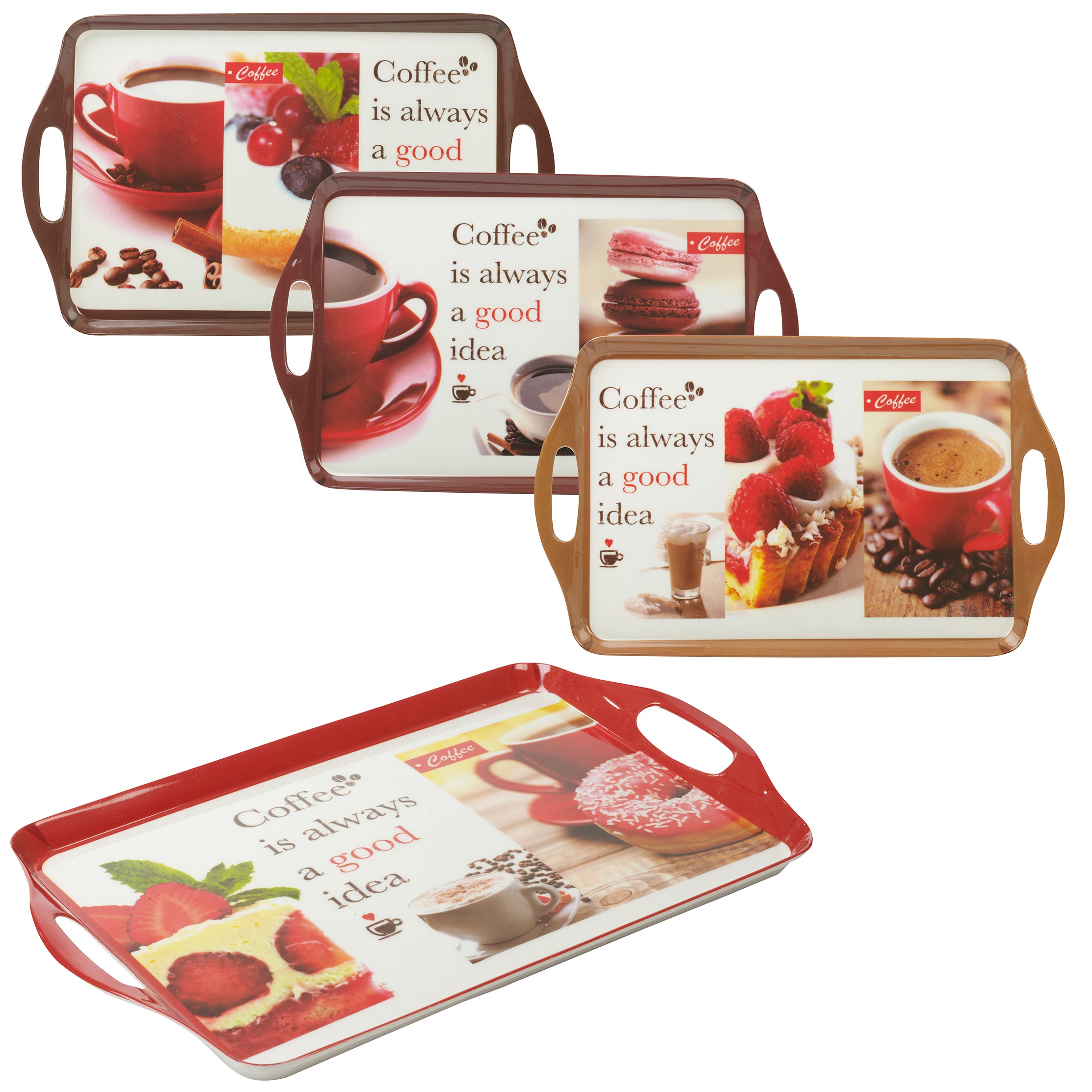 Coffee Style Melamine Serving Tea Sandwich Biscuit Snack Tray Trays