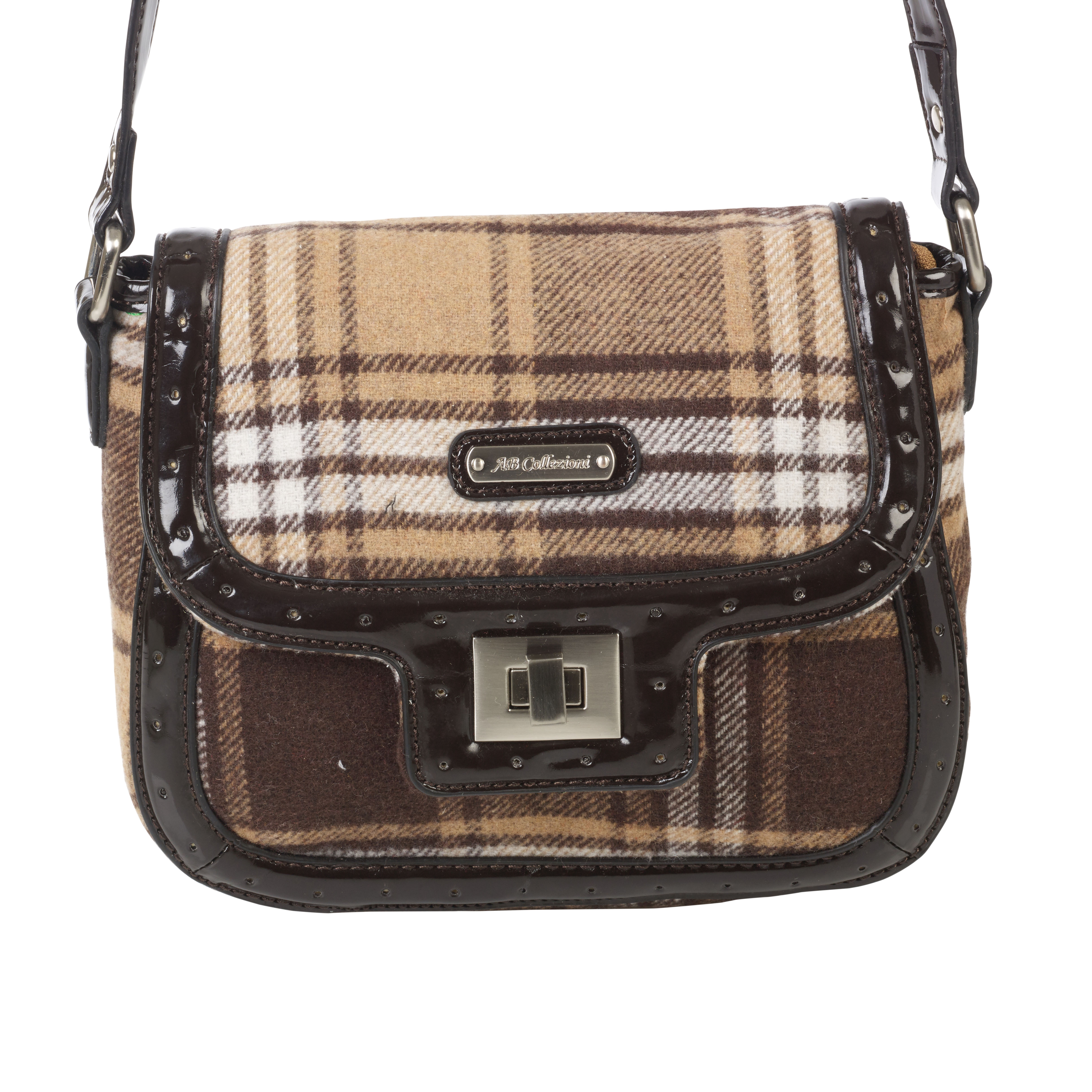 AB Collezioni Tartan Handbag With Clasp Woman&#39;s Ladies Stylish Shoulder Bag New