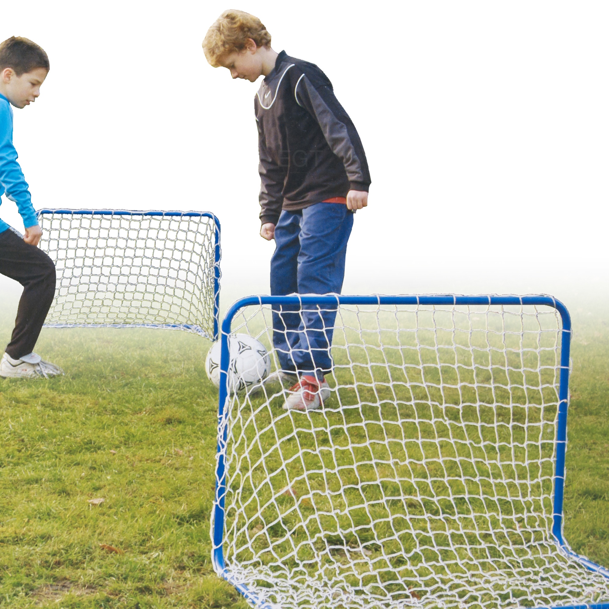2 x Easy Assembly Kids Metal Football Training Goals Nets Outdoor
