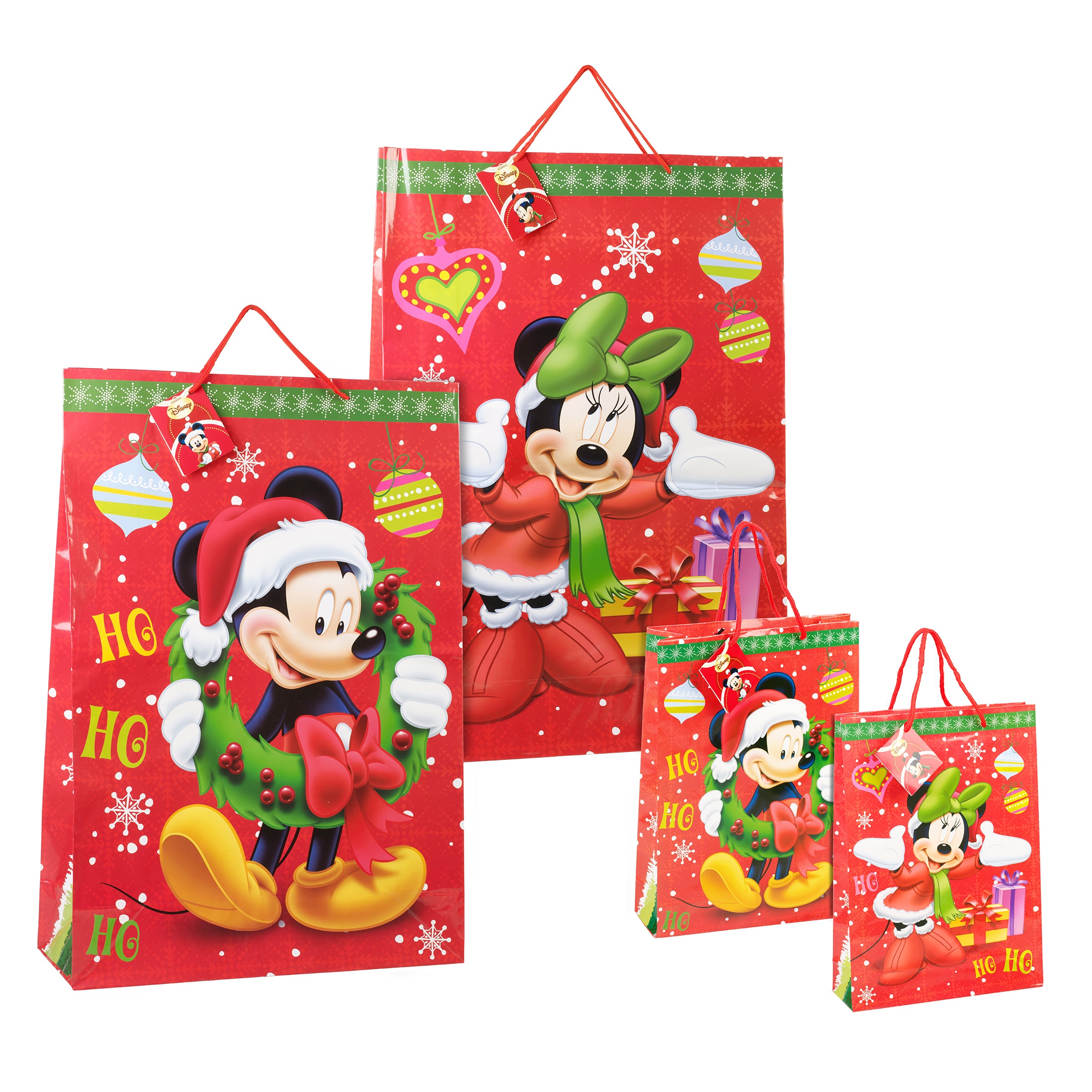 4 X Childrens Disney Themed Cartoon Christmas Xmas Paper Gift Bags