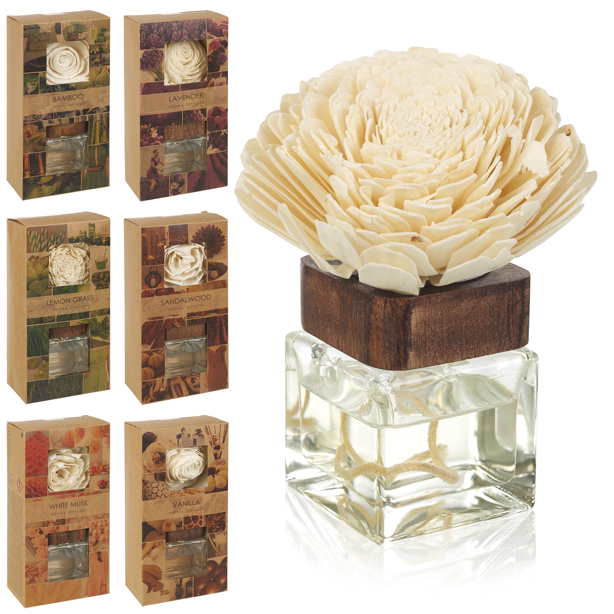 Diffuser Aroma Perfume Fragrance Set With Wooden Lid Flower Gift Boxed