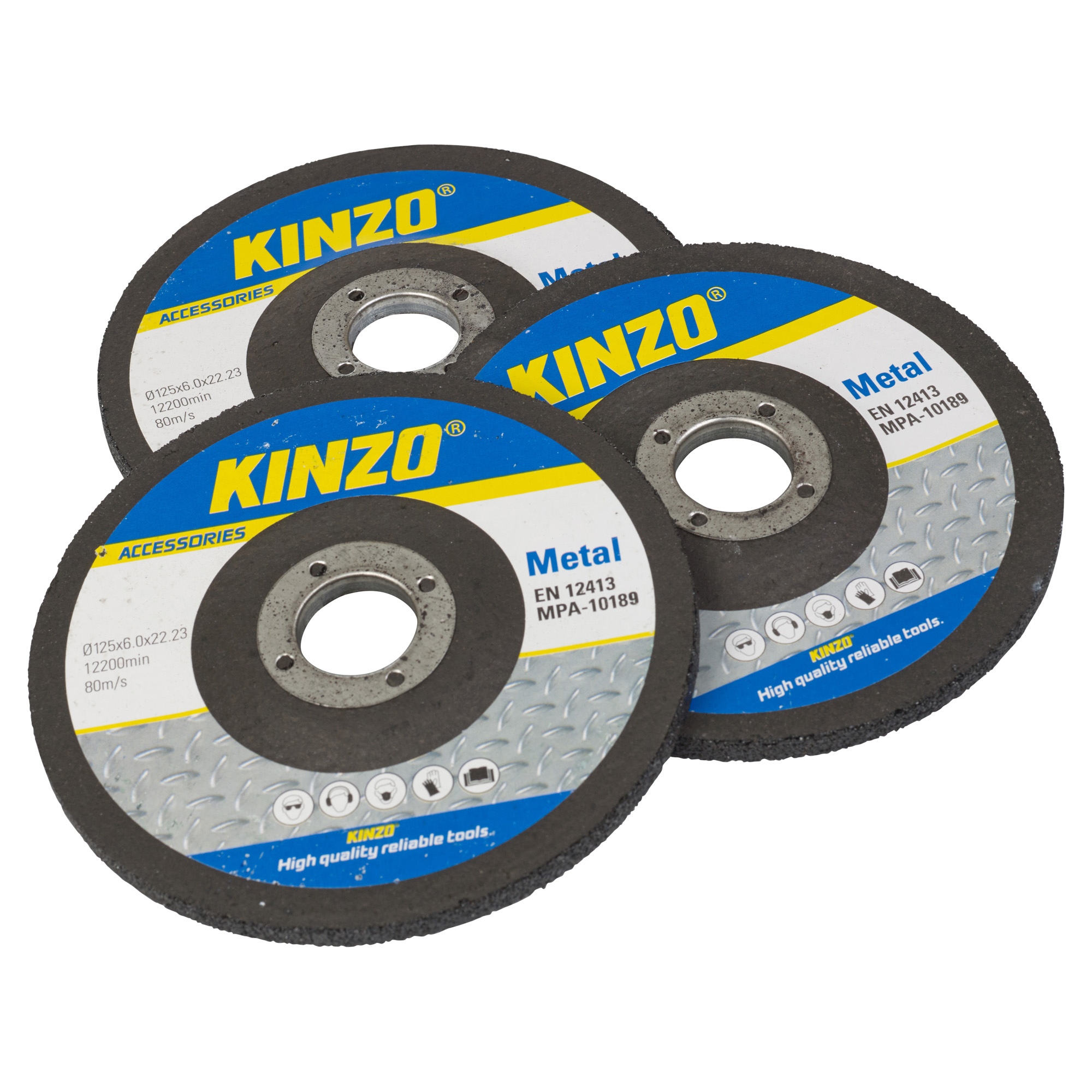 Kinzo Universal 3 Pack of Metal Grinder Discs 125mm Cutting Grinding