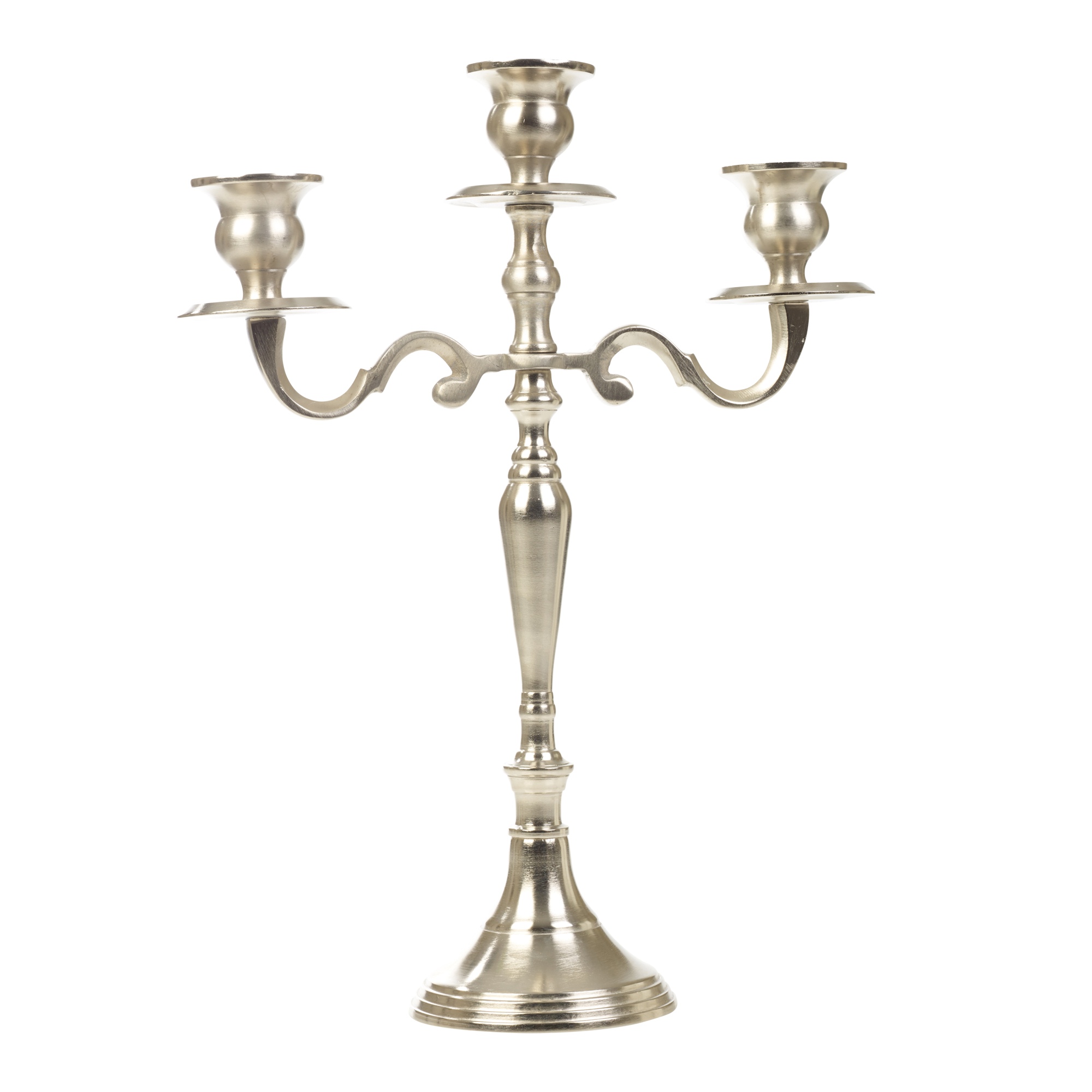 Traditional 3 Arm Candelabra Brushed Aluminium Candlesticks Candle