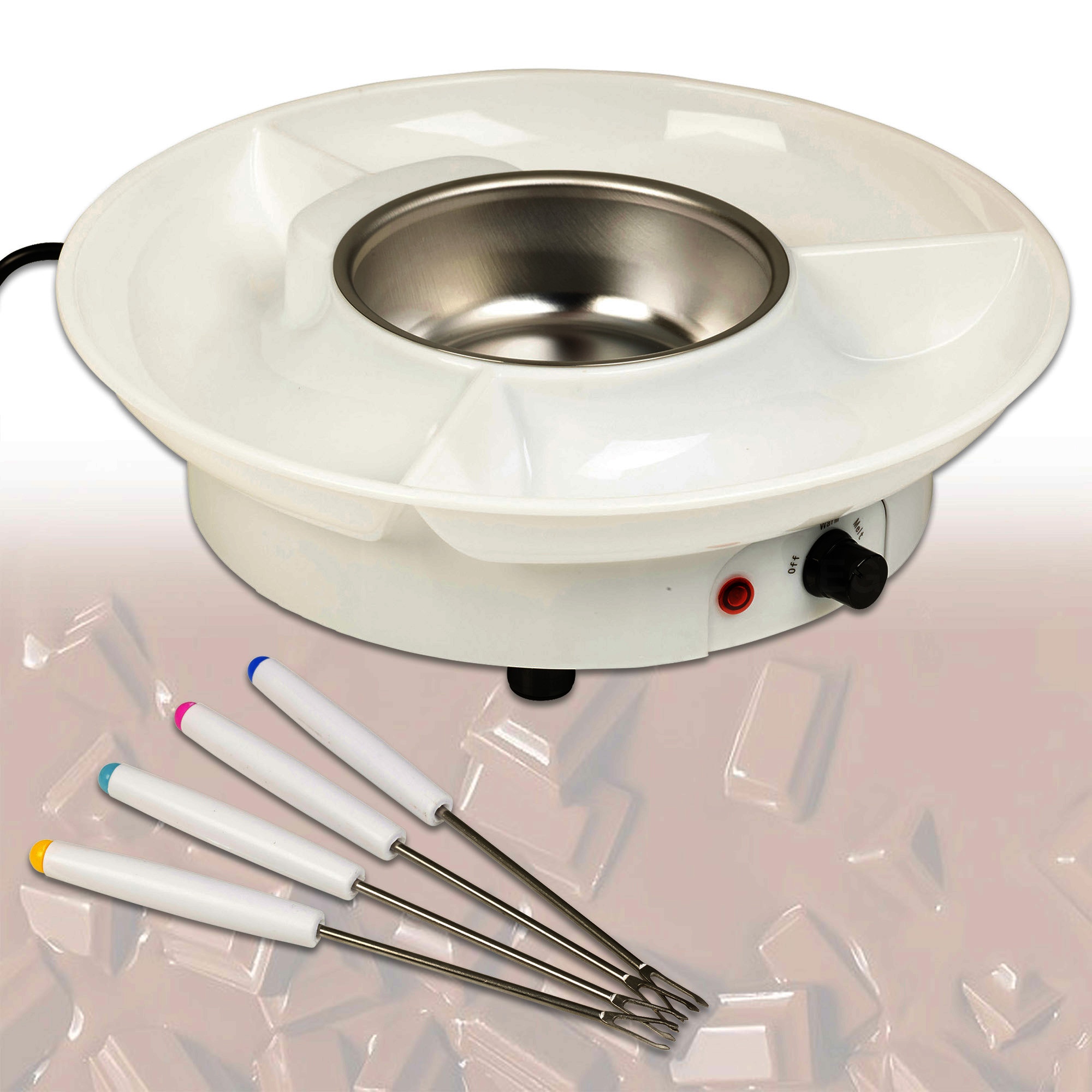 Electric Fondue Set Chocolate Or Cheese With Stainless Steel Forks