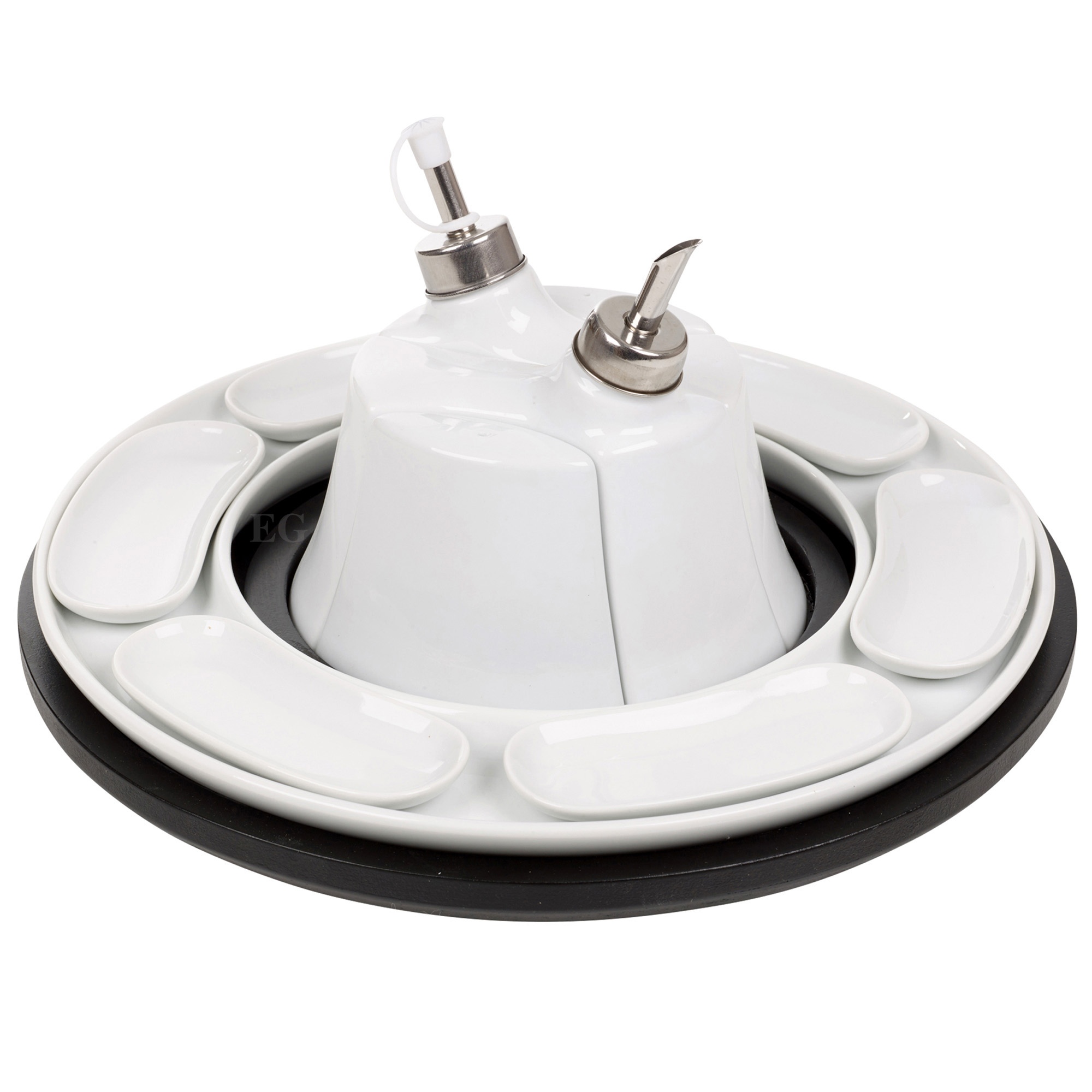 12pc Lazy Susan Condiment & Serving Platter Porcelain Entertaining Food