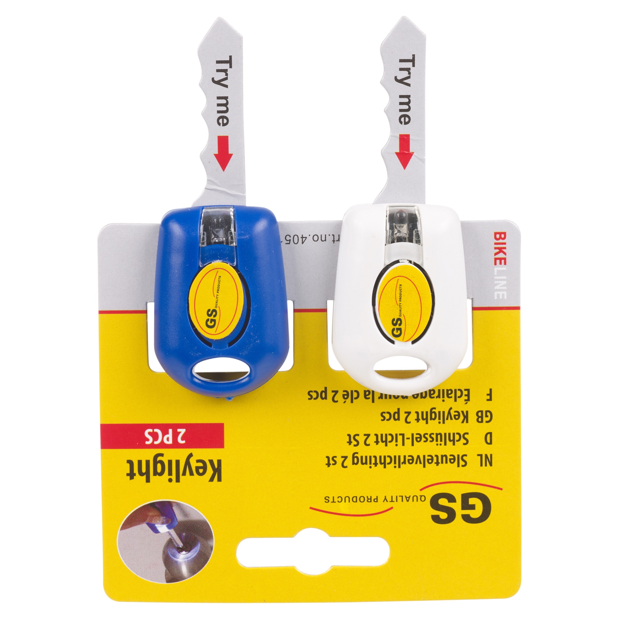 2 x Plastic Key Fob Covers with LED Light Torch Keyring Blue White