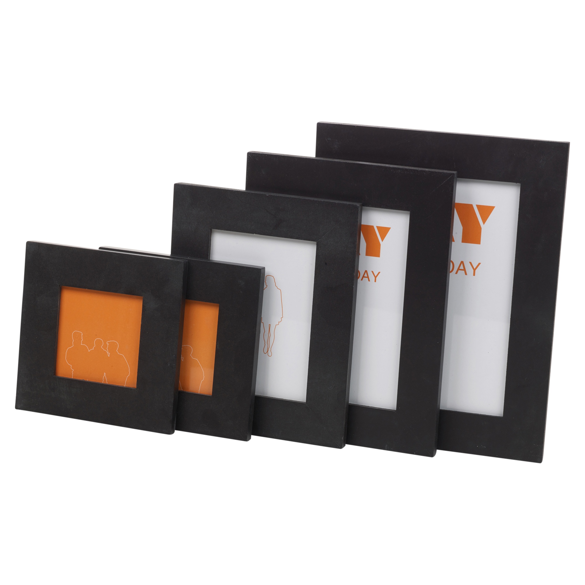 5 Photo Picture Frames & Wooden Holder Display Stand Multi Aperture