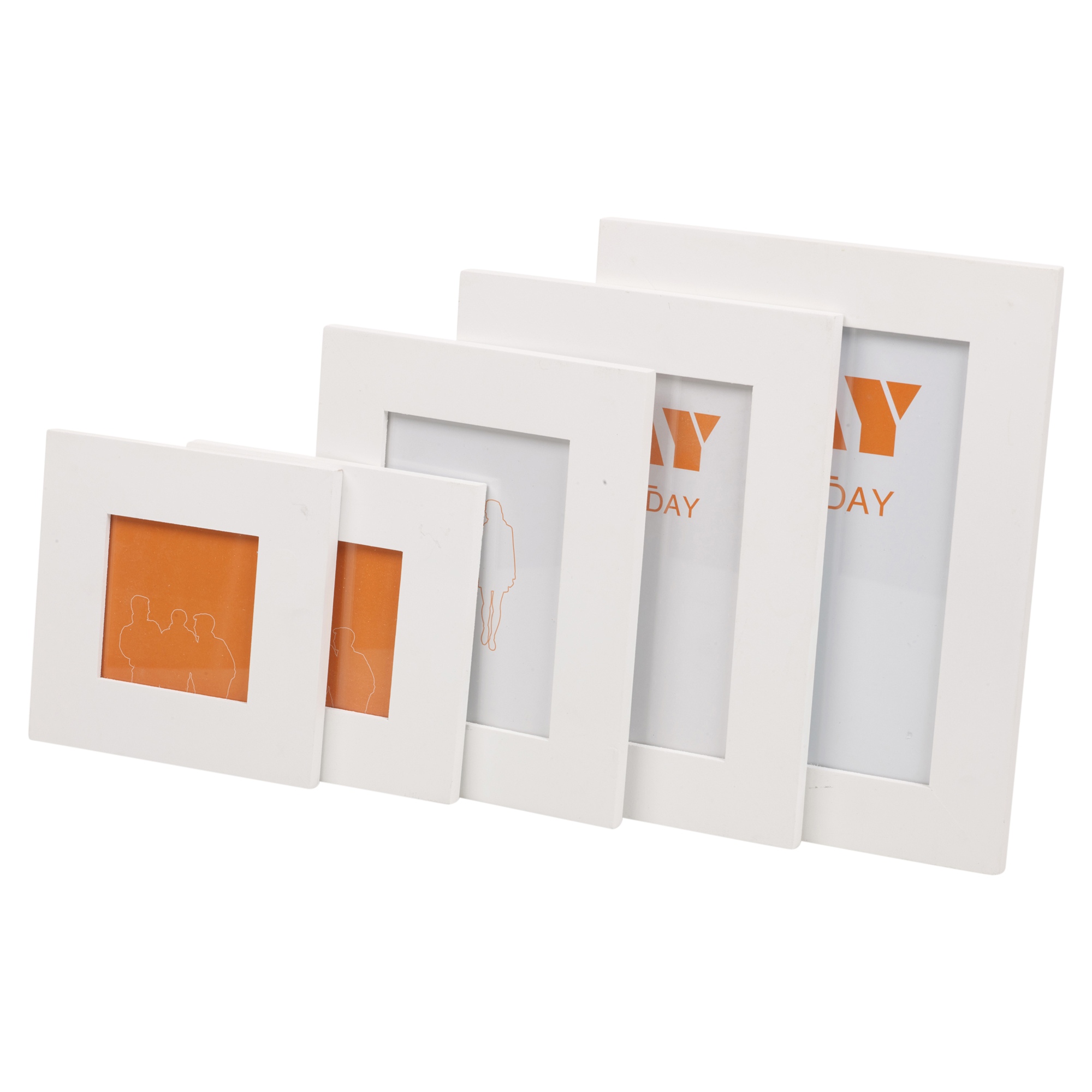 5 Photo Picture Frames & Wooden Holder Display Stand Multi Aperture