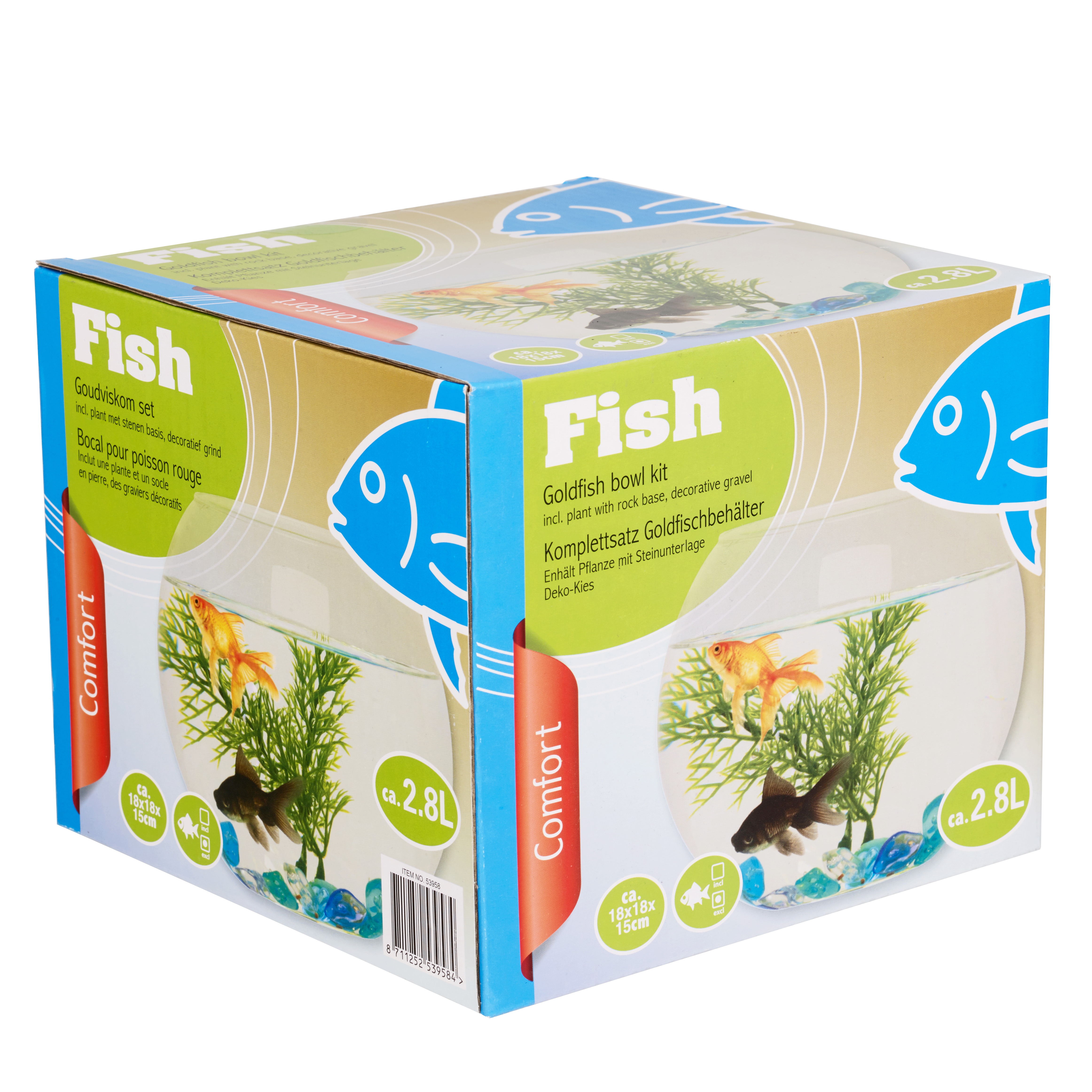 2.8Ltr Fish Bowl & Accessories Starter Aquarium Goldfish Betta Tank