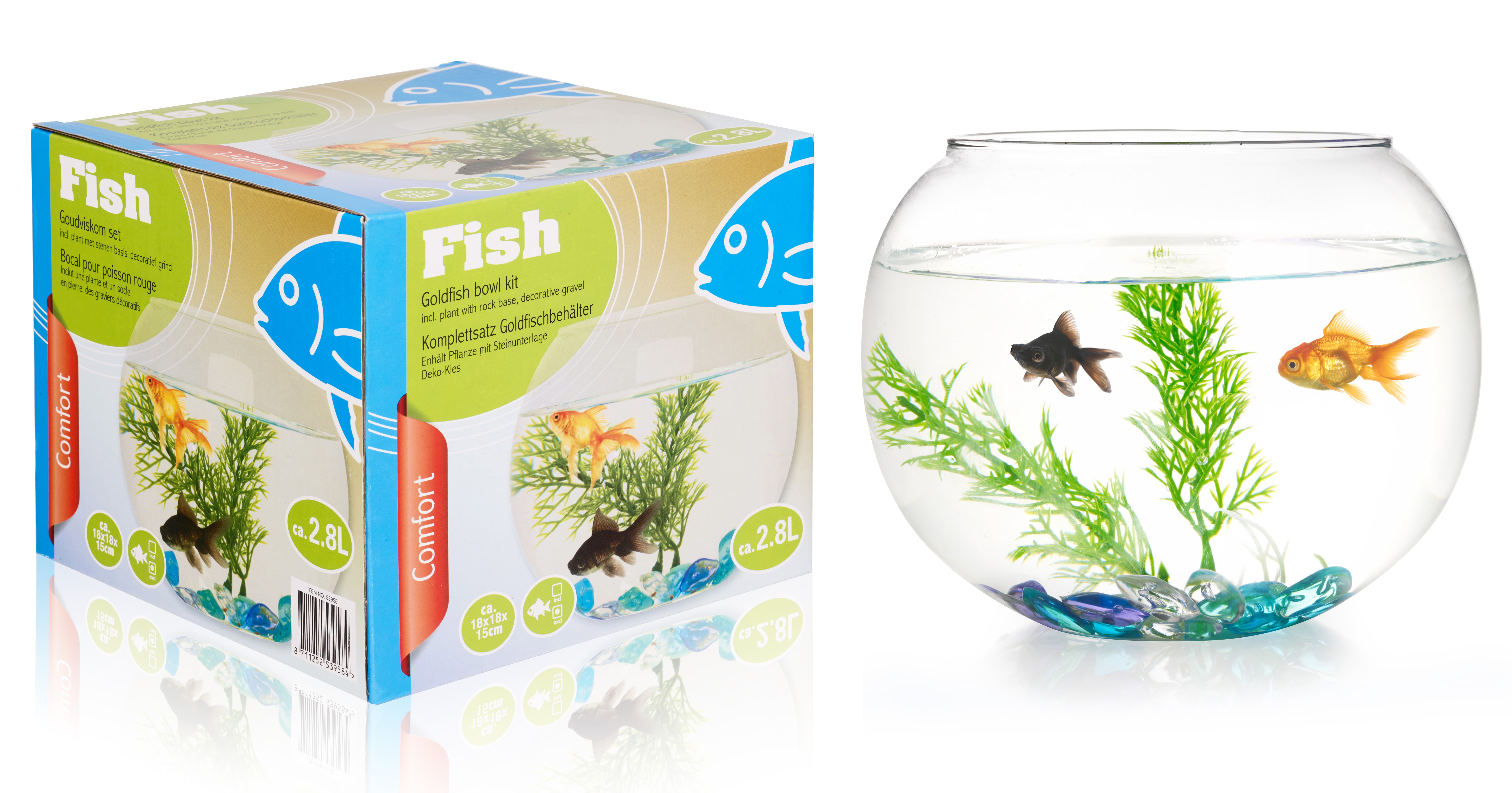 2.8Ltr Fish Bowl & Accessories Starter Aquarium Goldfish Betta Tank