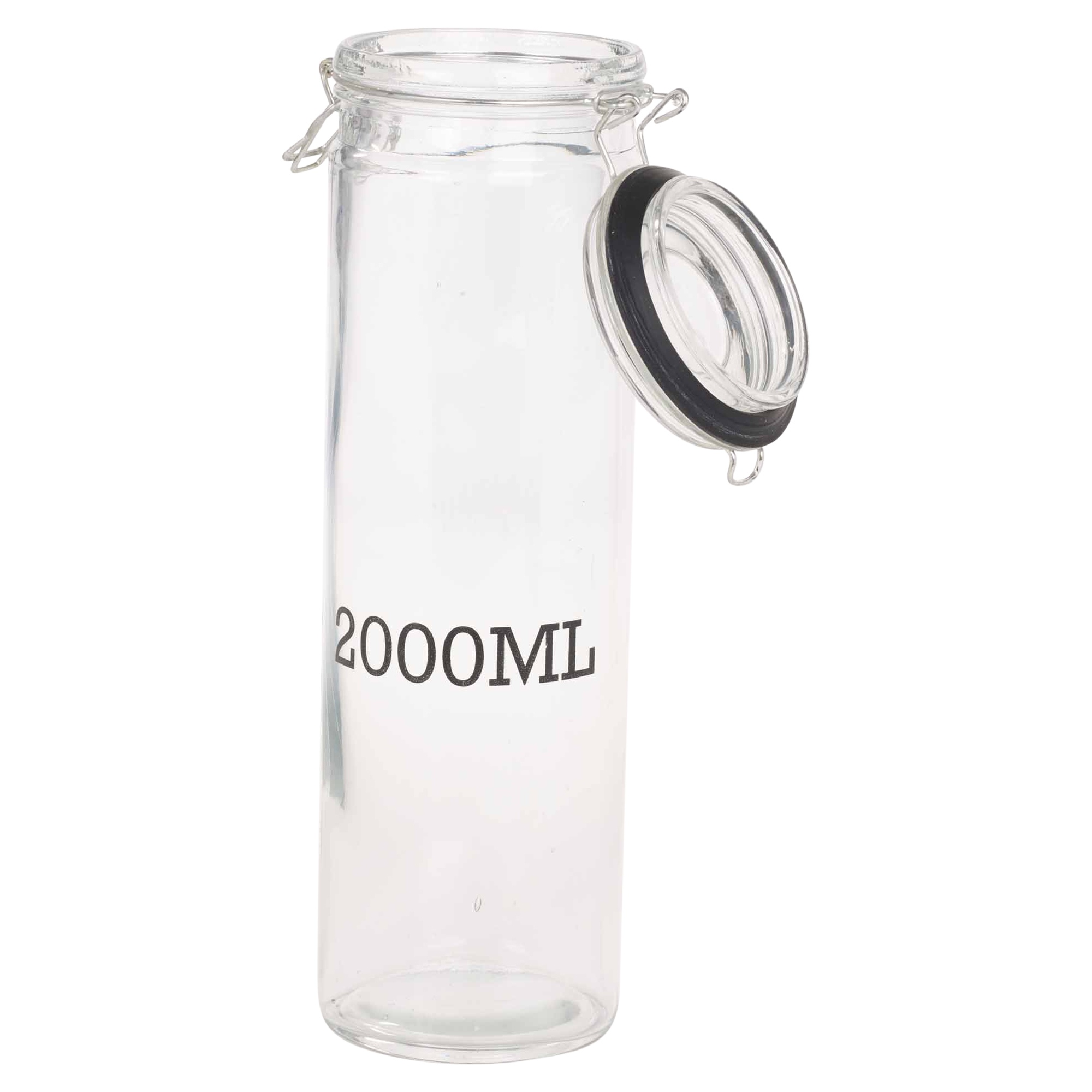 Large Glass Storage Jar With Air Tight Sealed Metal Clamp Lid Tall