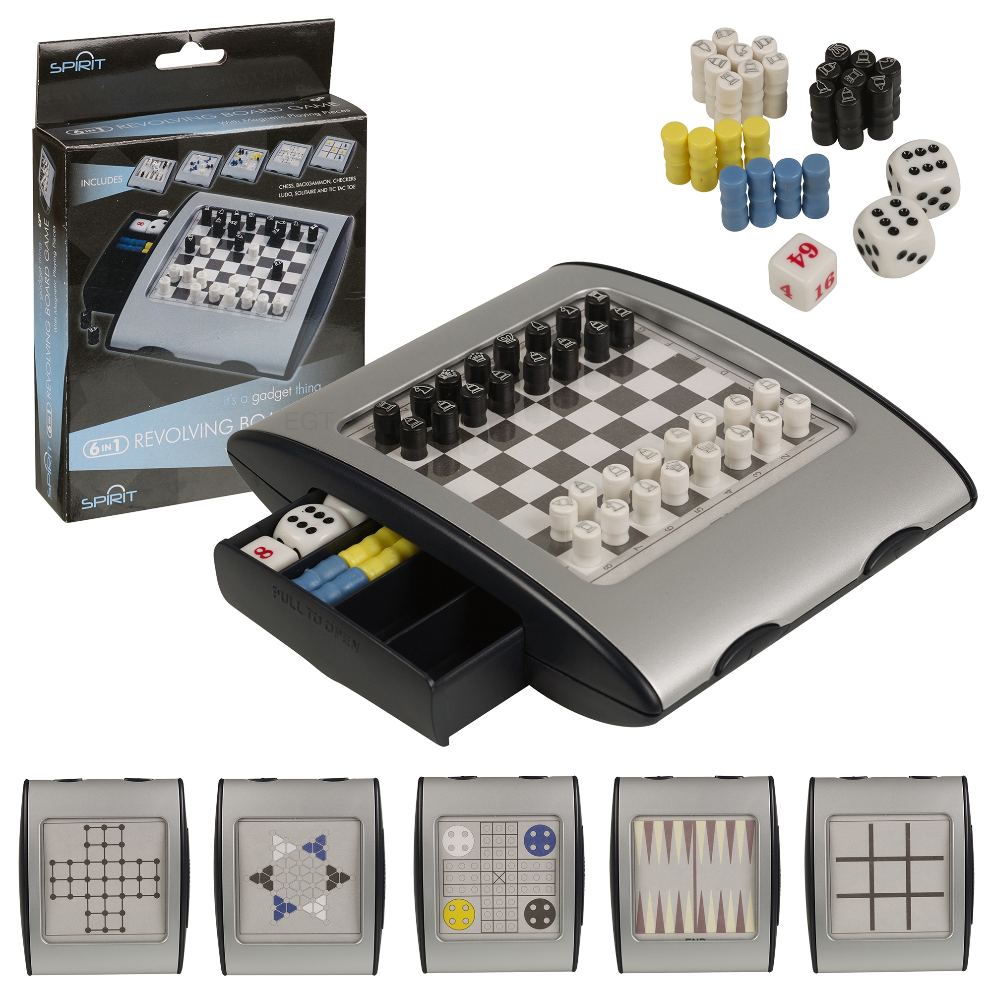 6 In 1 Pocket Size Small Travel Revolving Board Game Set Playing Pieces eBay