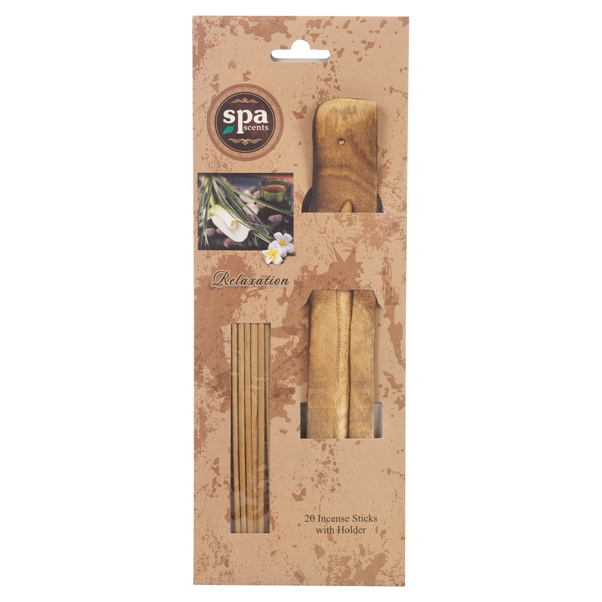 20 Incense Sticks & Wood Holder Set Burner Ash Catcher Fragrance Spa