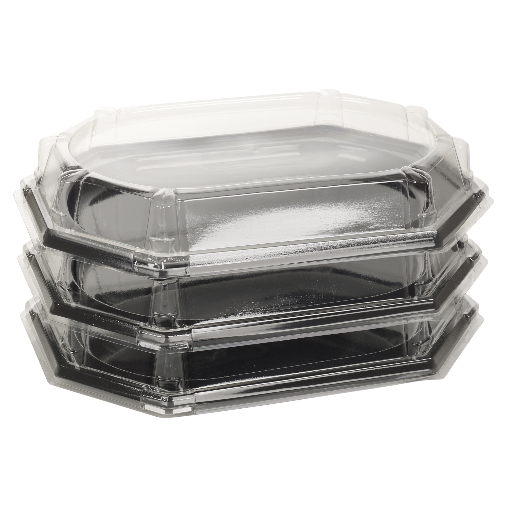 Black Tray Clear Lid Sandwich Food Platters Fruit Vegetable Catering