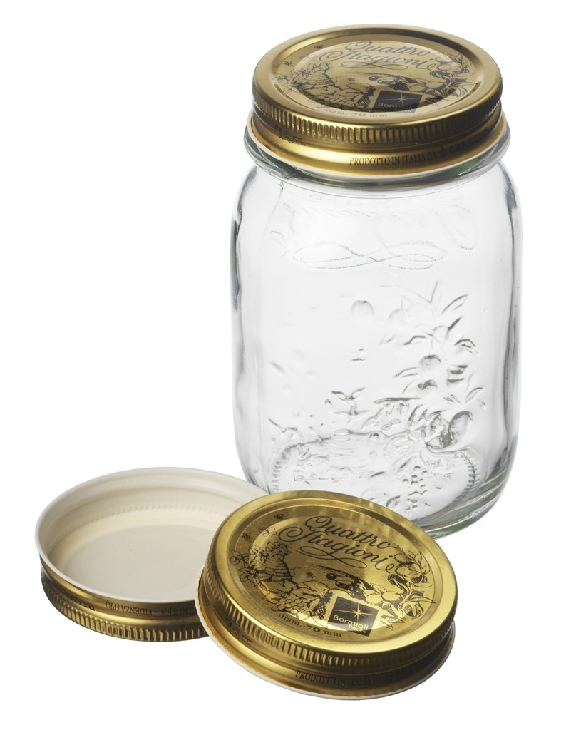 4 x Bormioli Rocco Quattro Stagioni Food Preserve Jars Gold Screw Lid