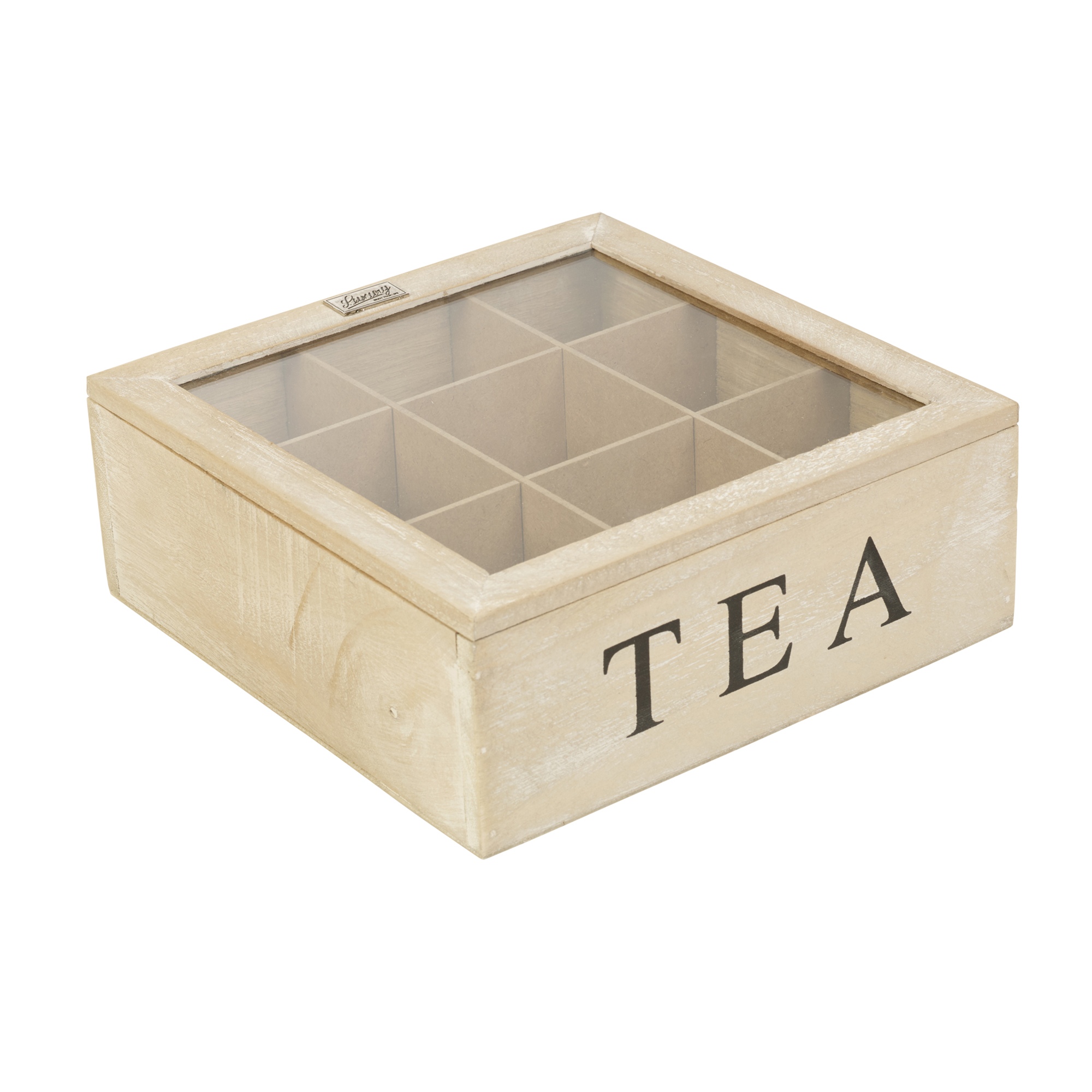 5 6 or 9 Compartments Wooden Tea Box Hinged Lid Tea Bag Storage Box