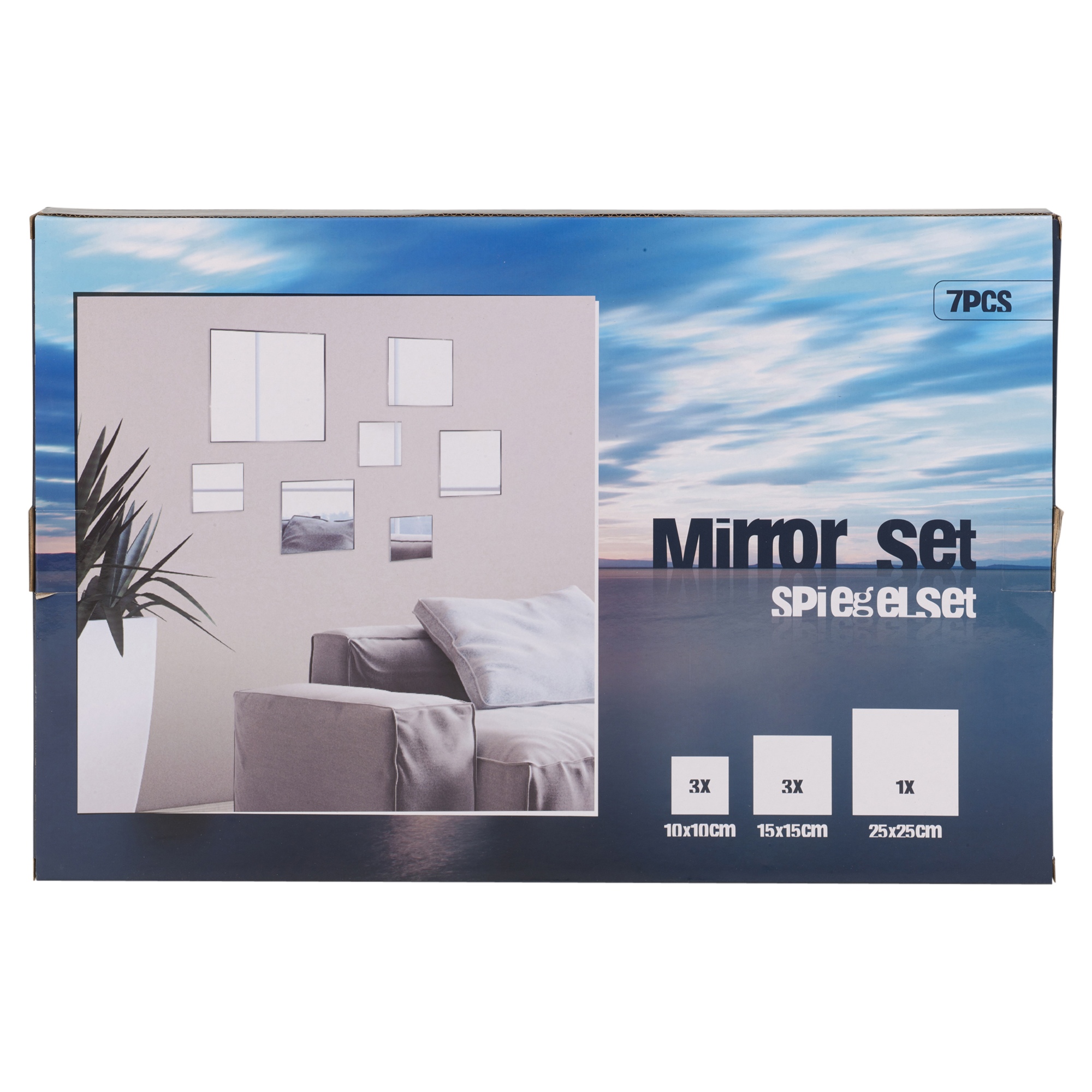 7 Pc DIY Stick On Wall Mirror Glass Bathroom Bedroom Decorative Plate