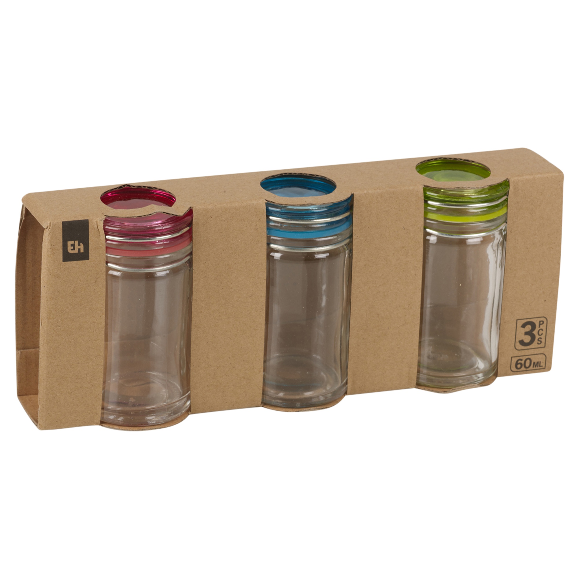 Set Of 3 Small Glass Storage Jar Metal Clamp Lid Air Tight Seal