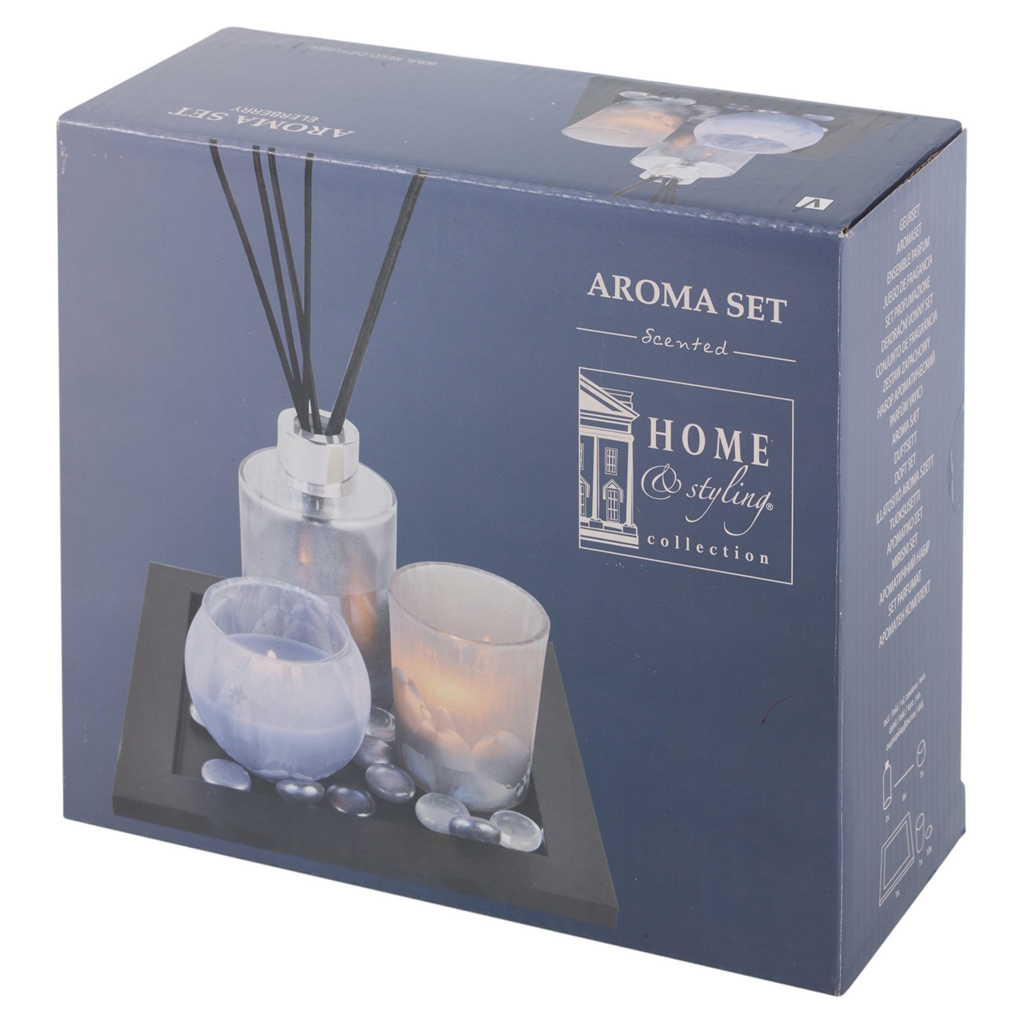 Perfume Reed Diffuser & Scented Tealight Candle Tray Aroma Gift Set