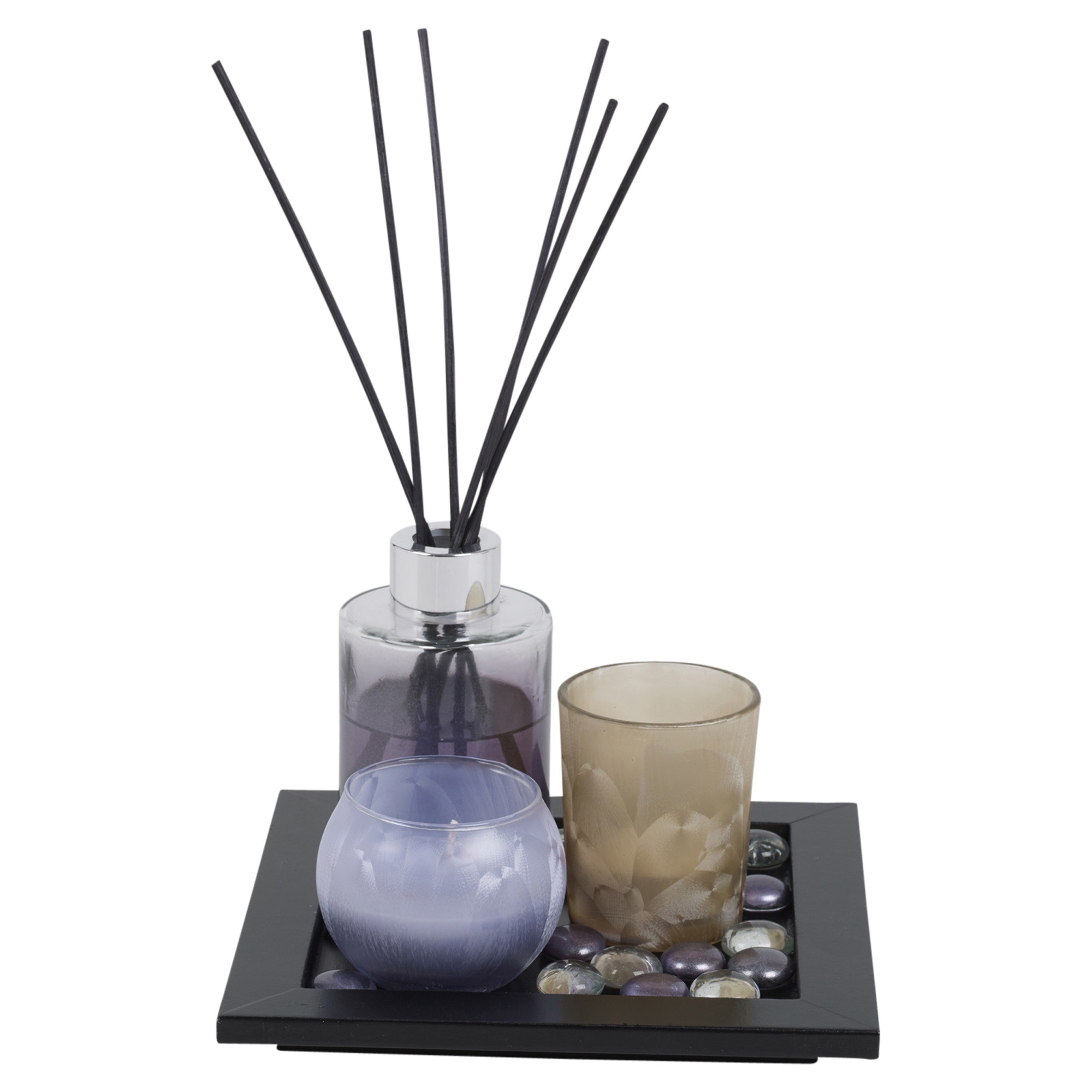 Perfume Reed Diffuser & Scented Tealight Candle Tray Aroma Gift Set