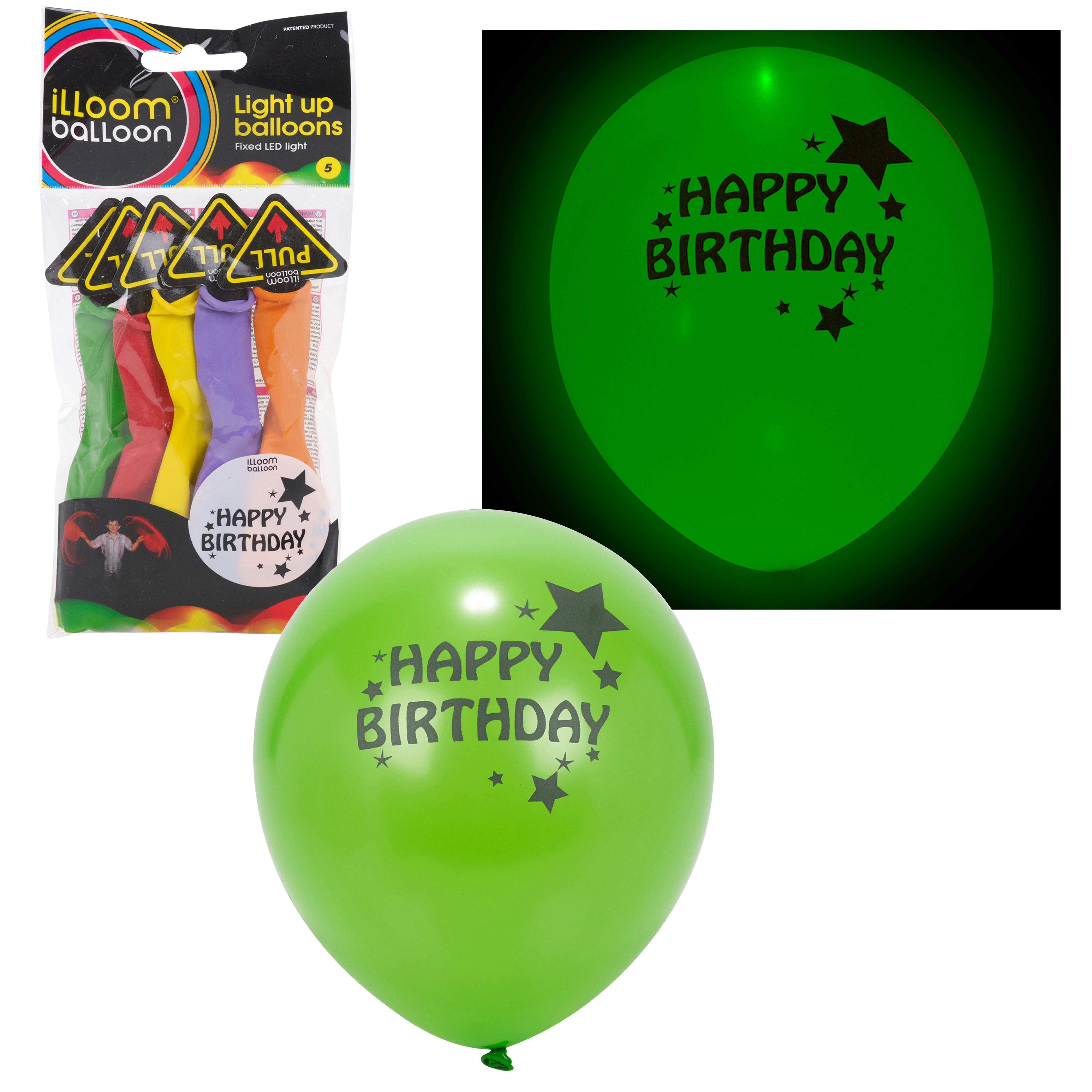 Illoom LED Light Up Glow Balloon Happy Birthday Party Decoration Multi