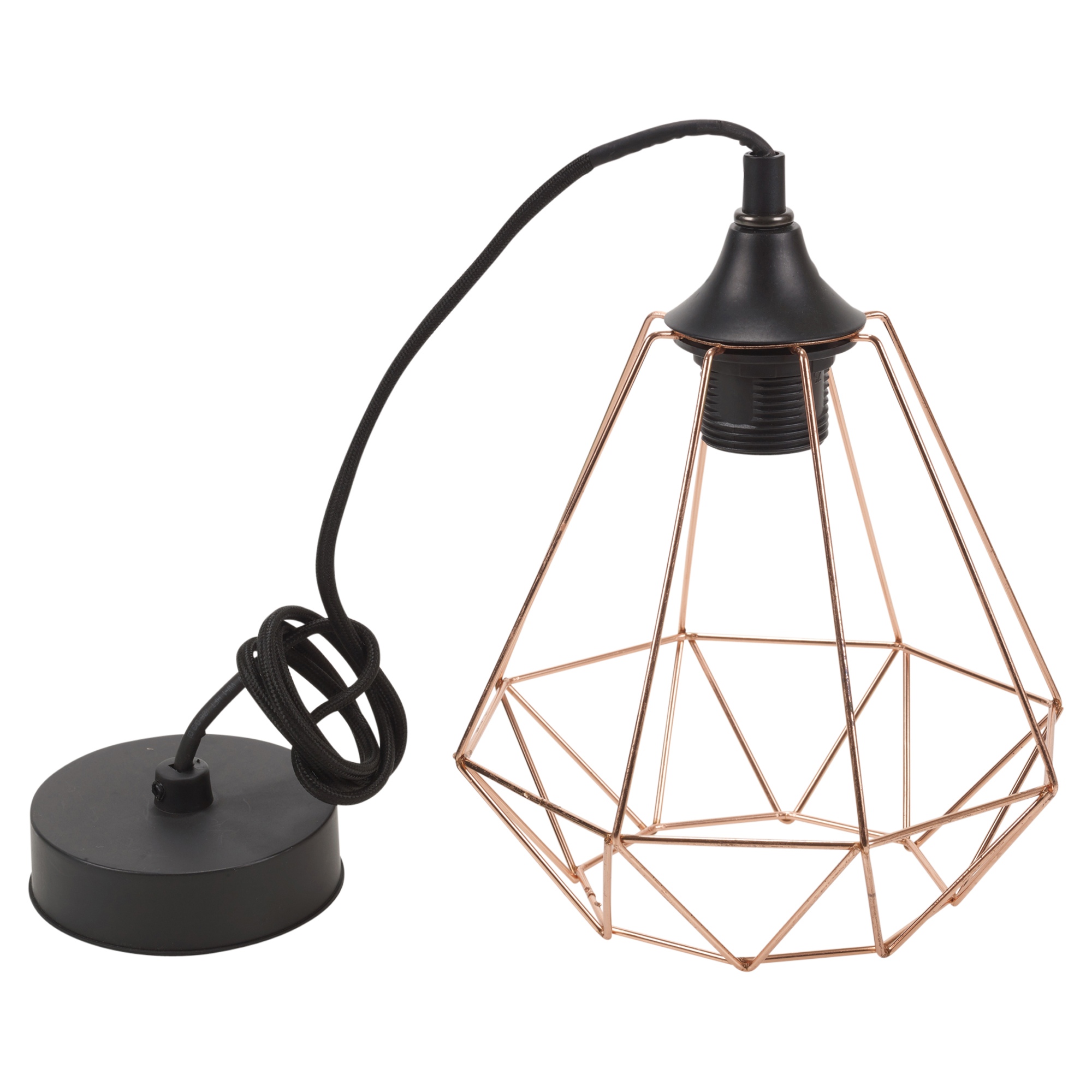 Modern Copper Geometric Metal Wire Hanging Ceiling Light Pendant Fixture Shade