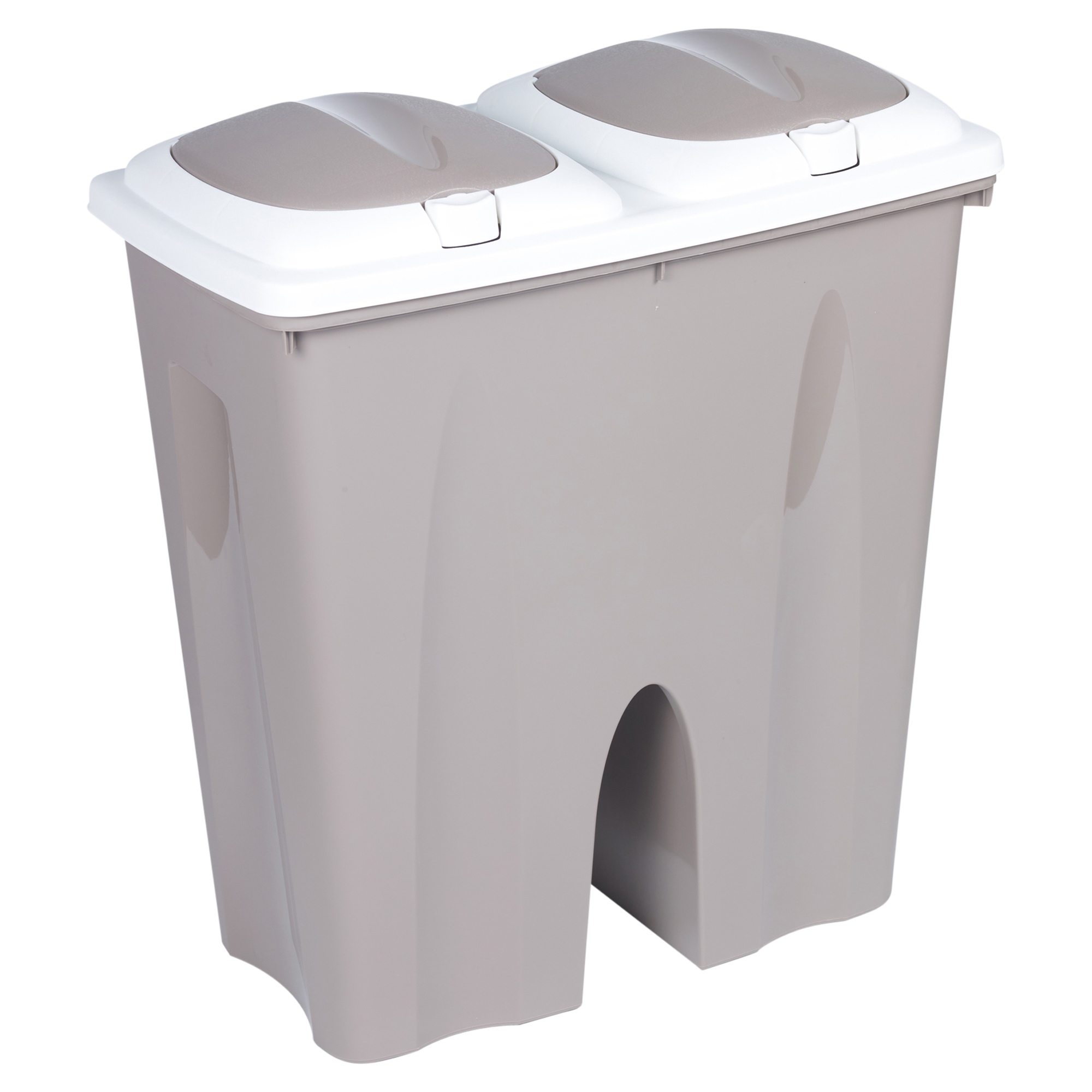 Double Recycling Bin Duo Rubbish Plastic Cardboard Disposal 2 x 25
