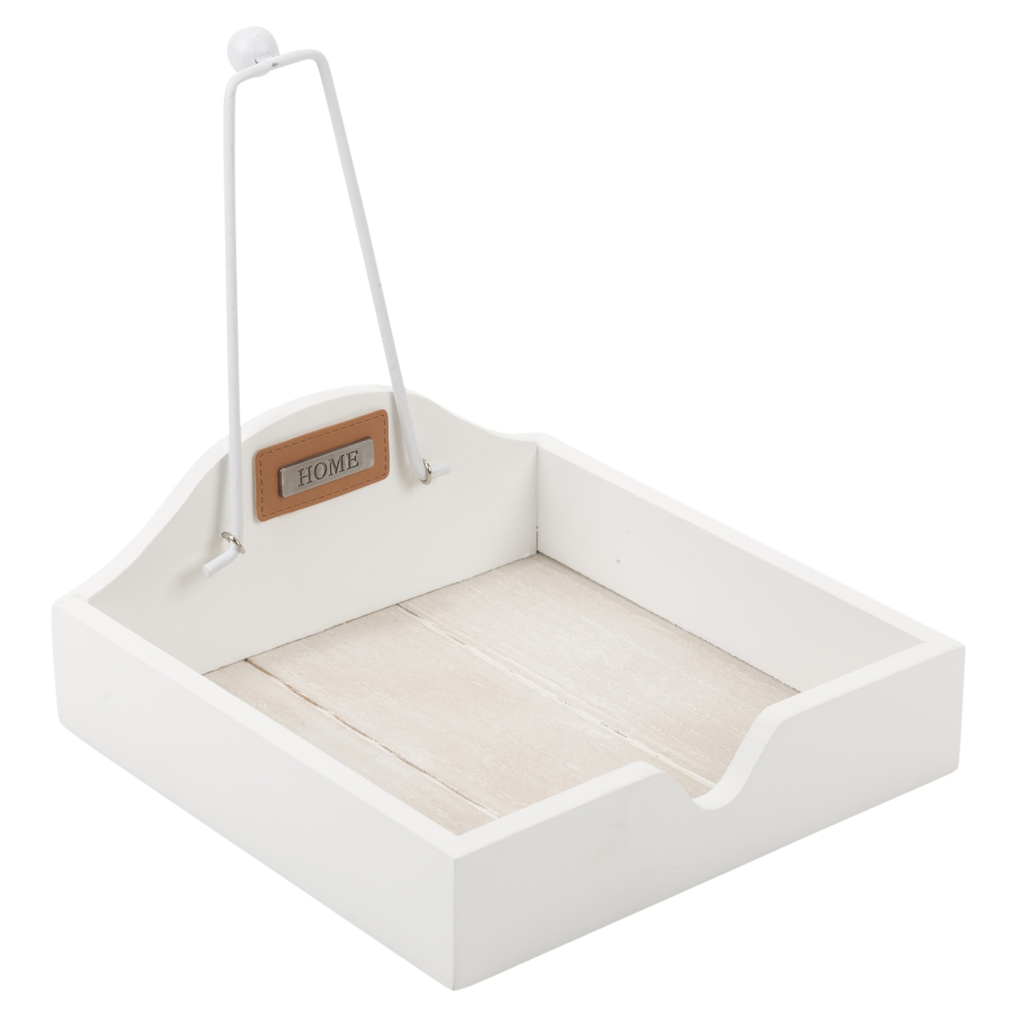 Shabby Chic Wooden Napkin Holder Square Paper Serviette Dispenser White