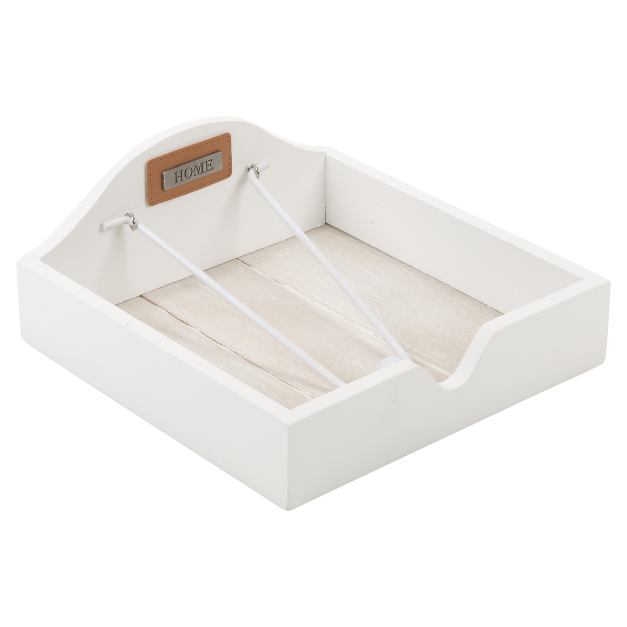 Shabby Chic Wooden Napkin Holder Square Paper Serviette Dispenser White