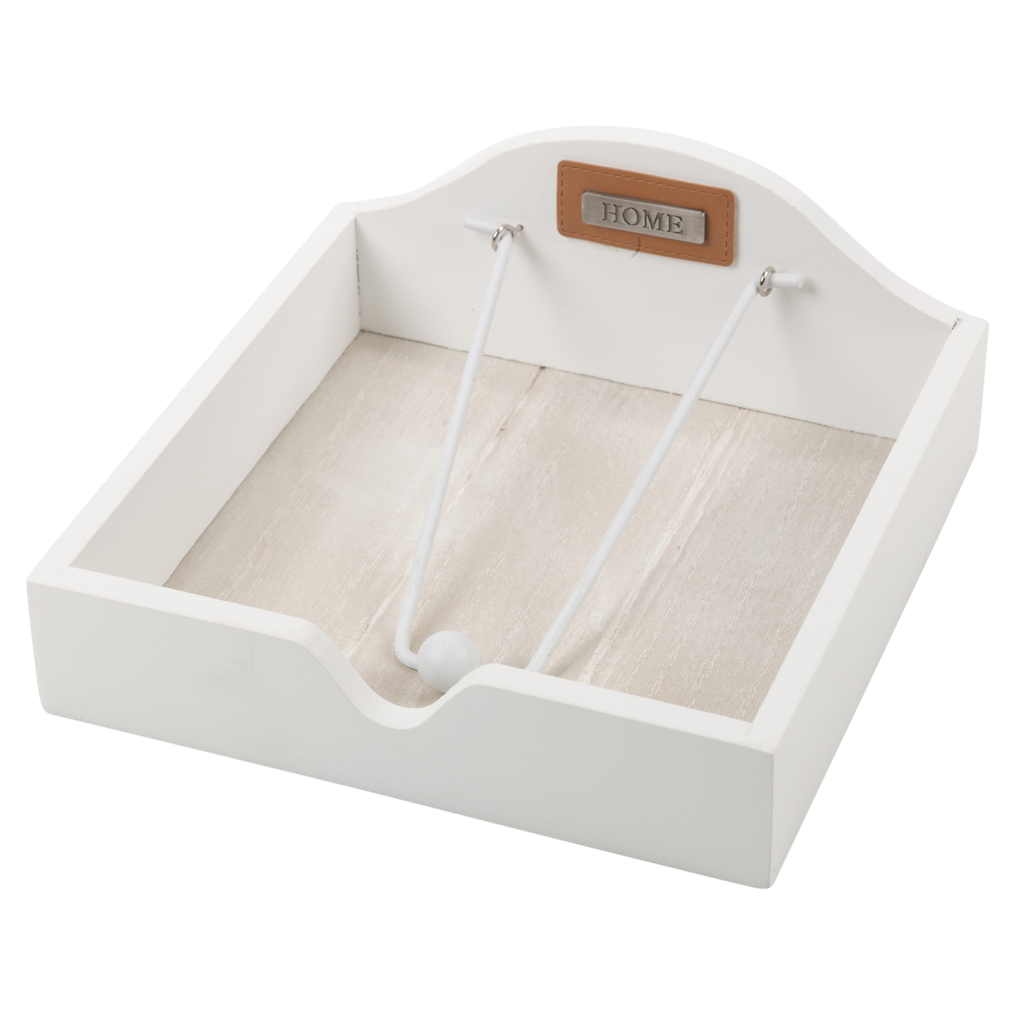 Shabby Chic Wooden Napkin Holder Square Paper Serviette Dispenser White