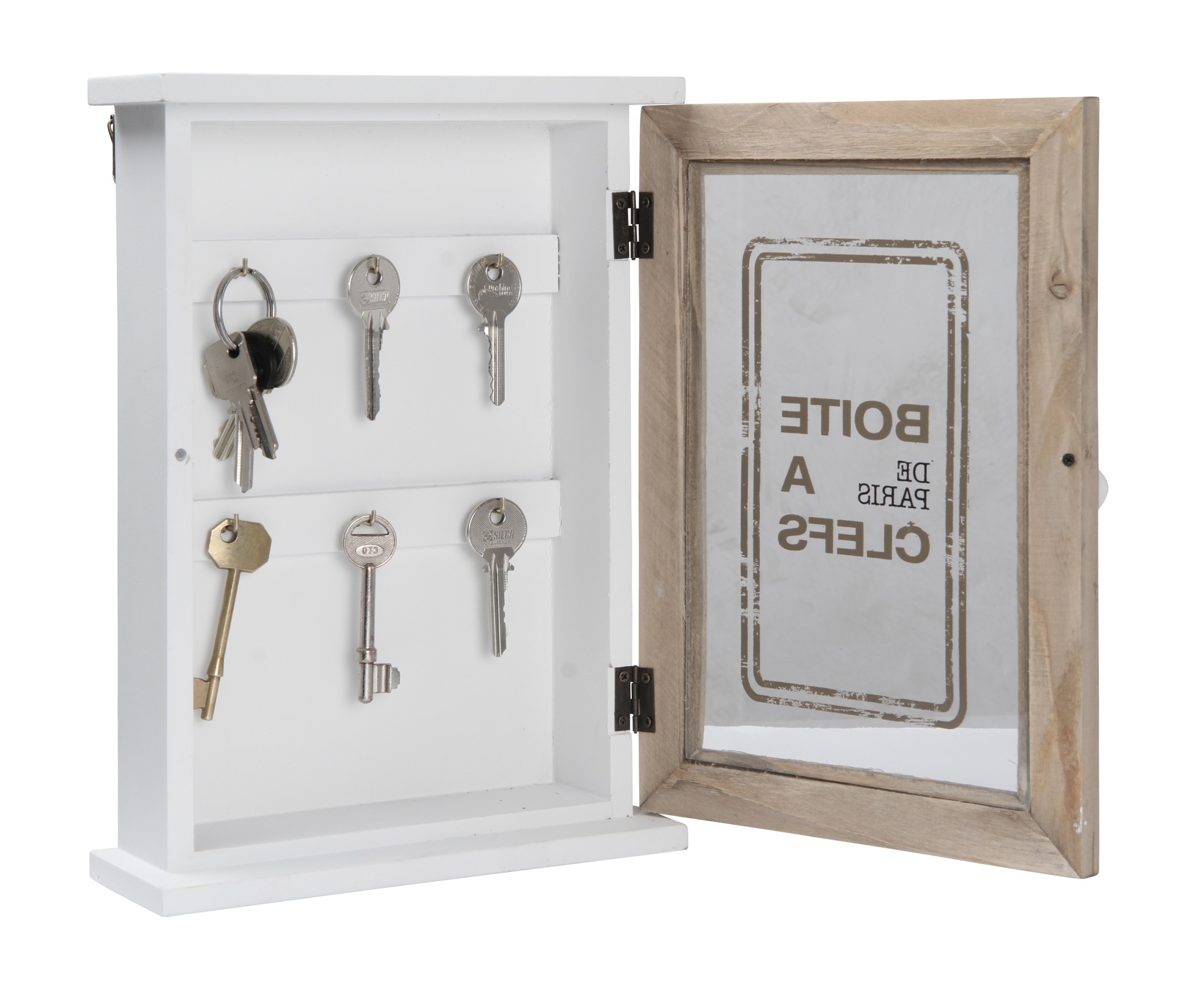 Wooden Key Glass Door Storage Box Accessory Hooks Wall Mounted