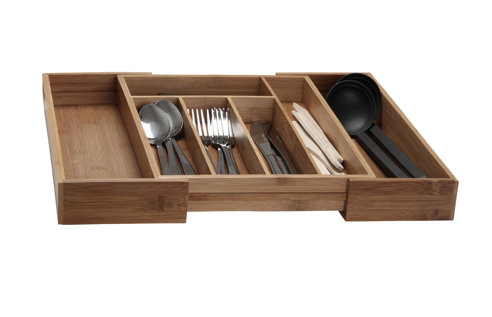 Extendable Bamboo Cutlery Box Wood Kitchen Drawer Organiser Utensil