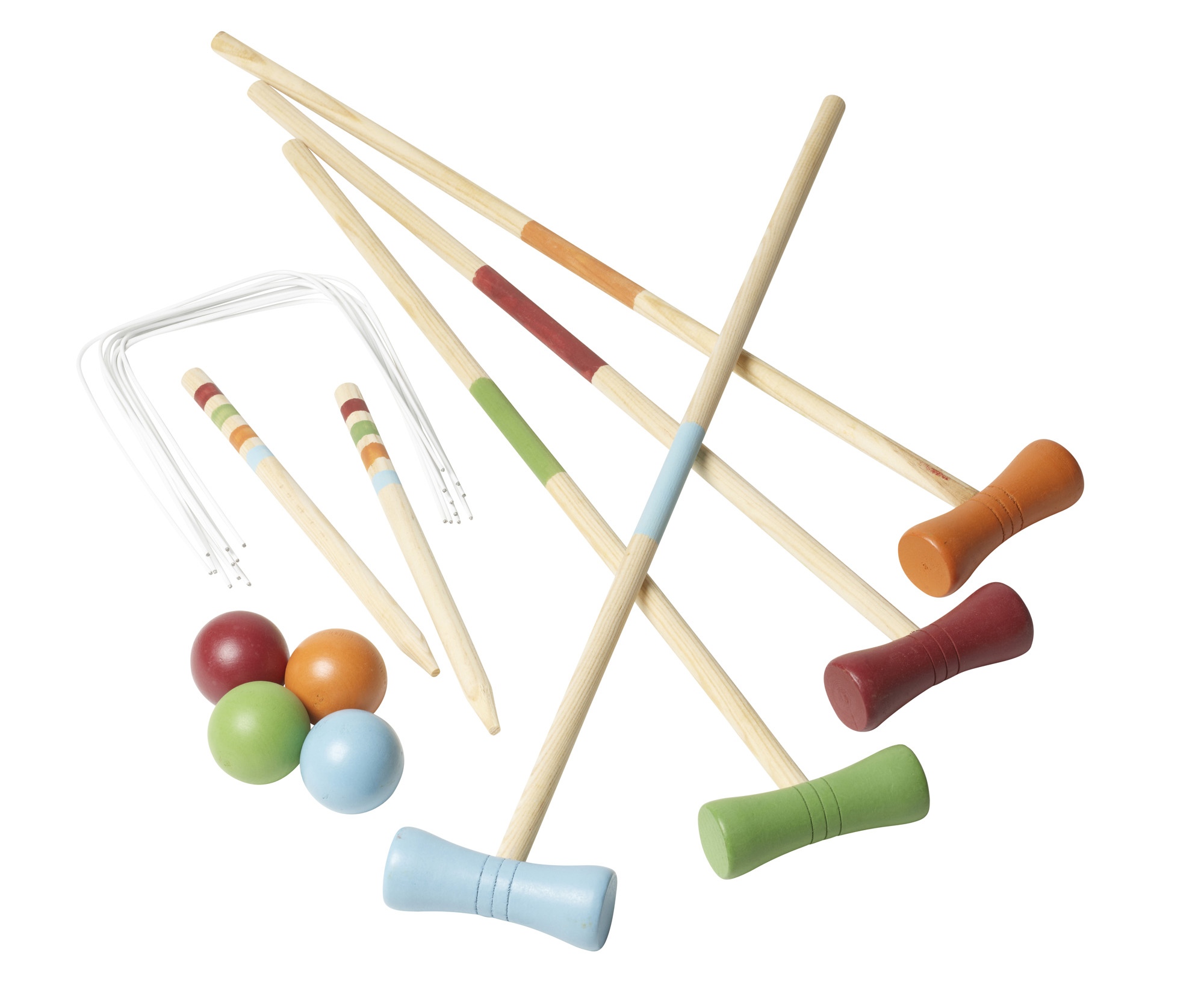 4 Player Croquet Set Wooden Mallet Balls Kids Fun Outdoor Toy Family