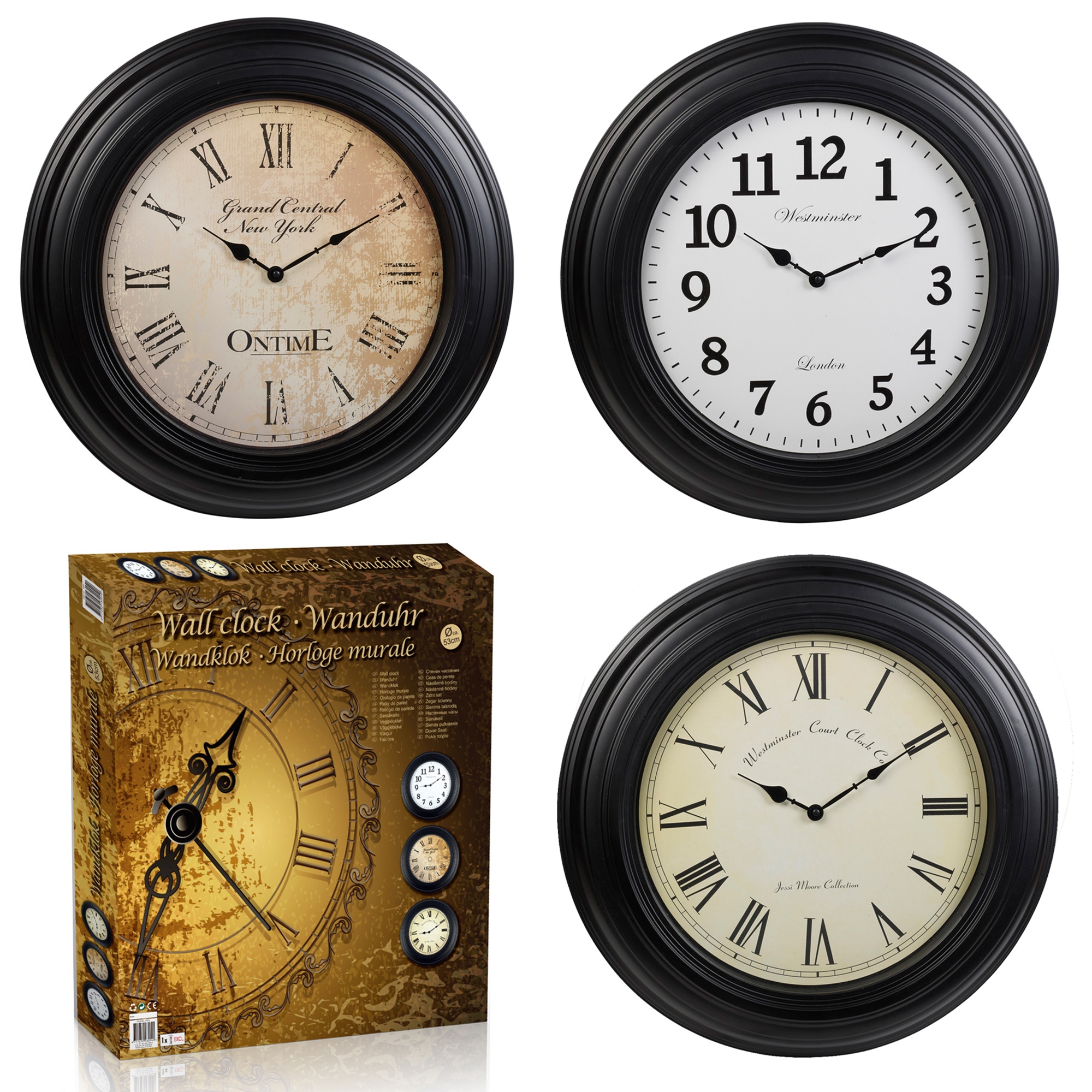 53cm Extra Large Wall Clocks Vintage Retro Antique Style Roman Numerals